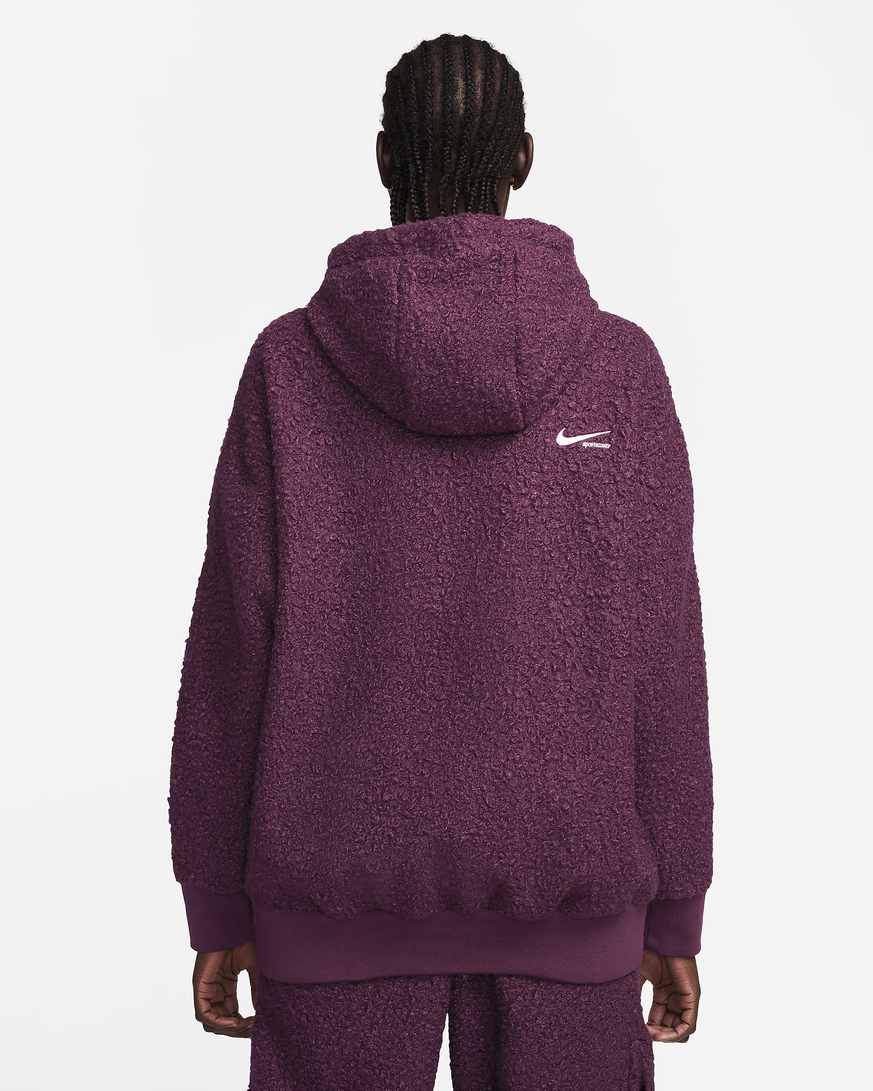 Nike Sportswear Collection Women's High-Pile Fleece Hoodie - Bordeaux/Summit White