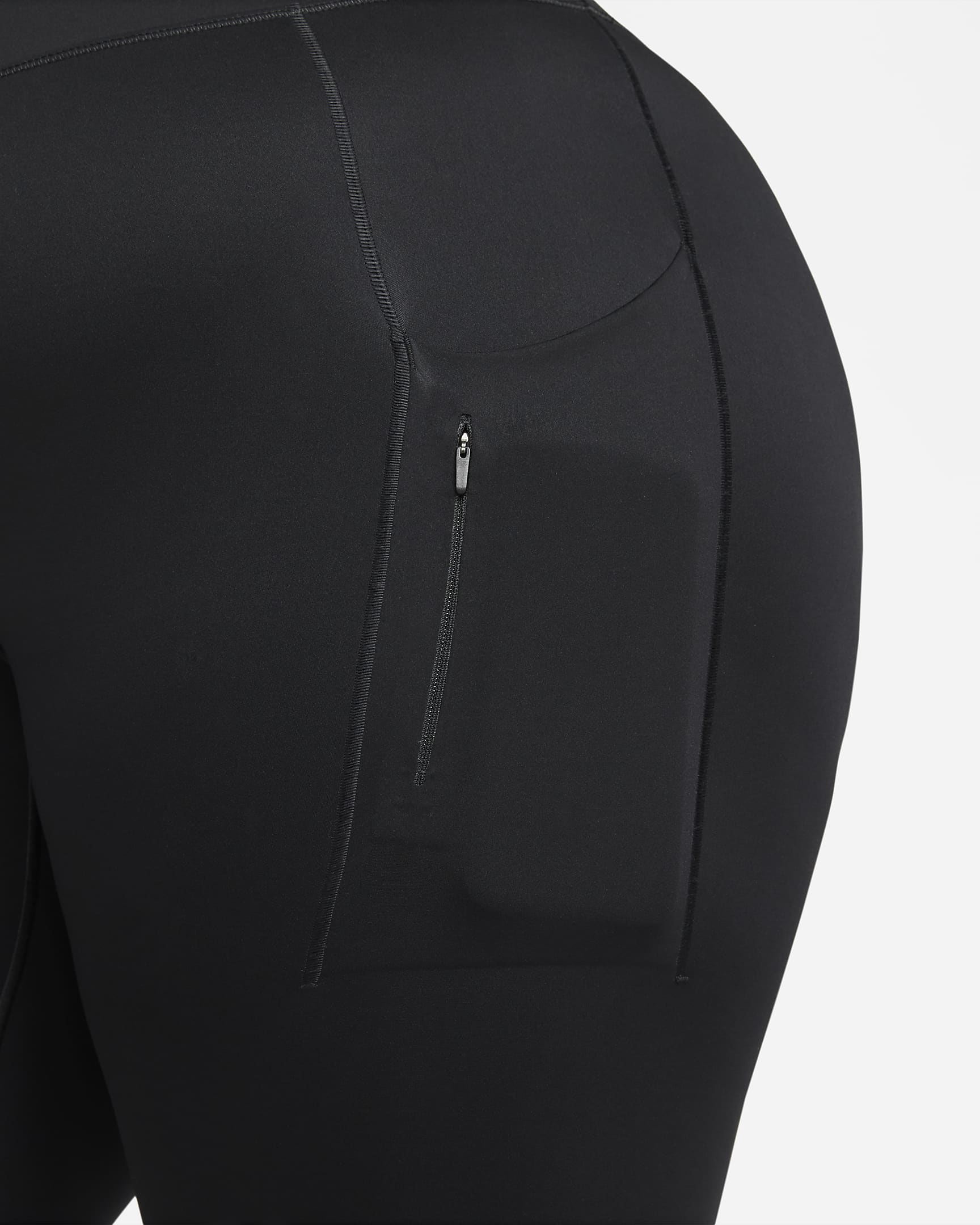 Nike Go leggings i 7/8 lengde med fast støtte, høyt liv og lommer til dame (Plus Size) - Svart/Svart