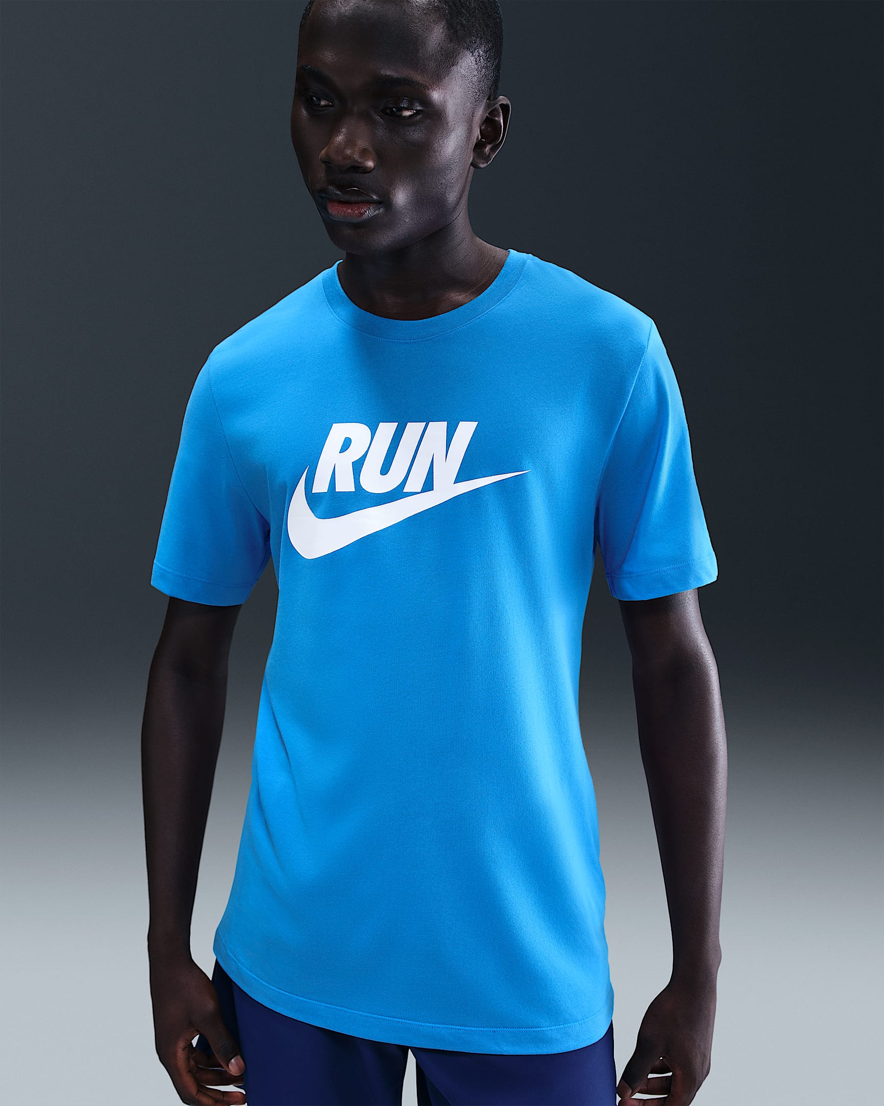 Nike Men's Dri-FIT Running T-Shirt - Blue Hero/White