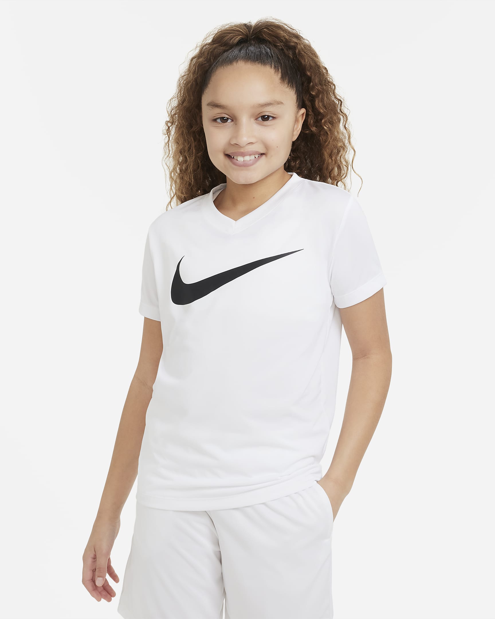 Nike Dri-FIT Legend Older Kids' (Girls') V-Neck Training T-Shirt. Nike RO