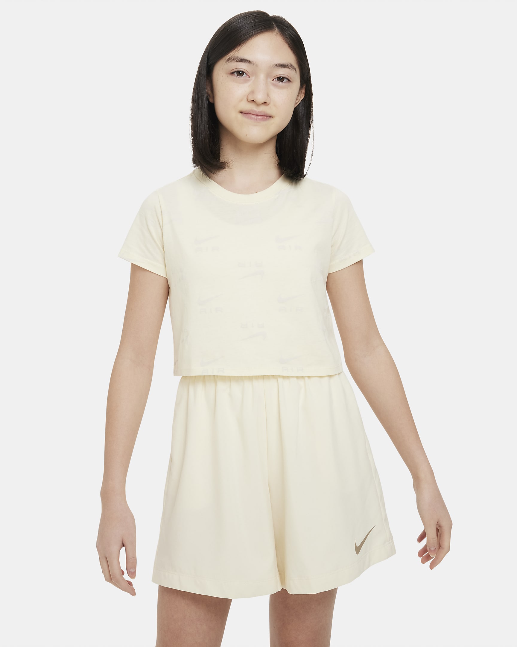 เสื้อยืดเอวลอยเด็กโต Nike Air (หญิง) - Coconut Milk