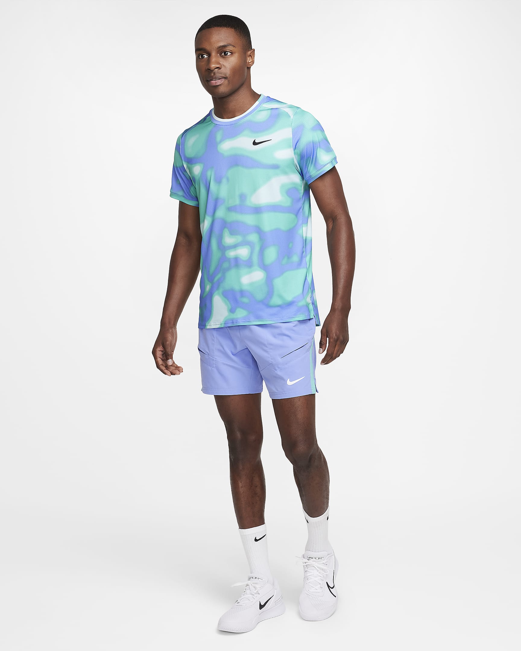 Short de tennis Dri-FIT 18 cm NikeCourt Advantage pour homme - Royal Pulse/Green Frost/Blanc