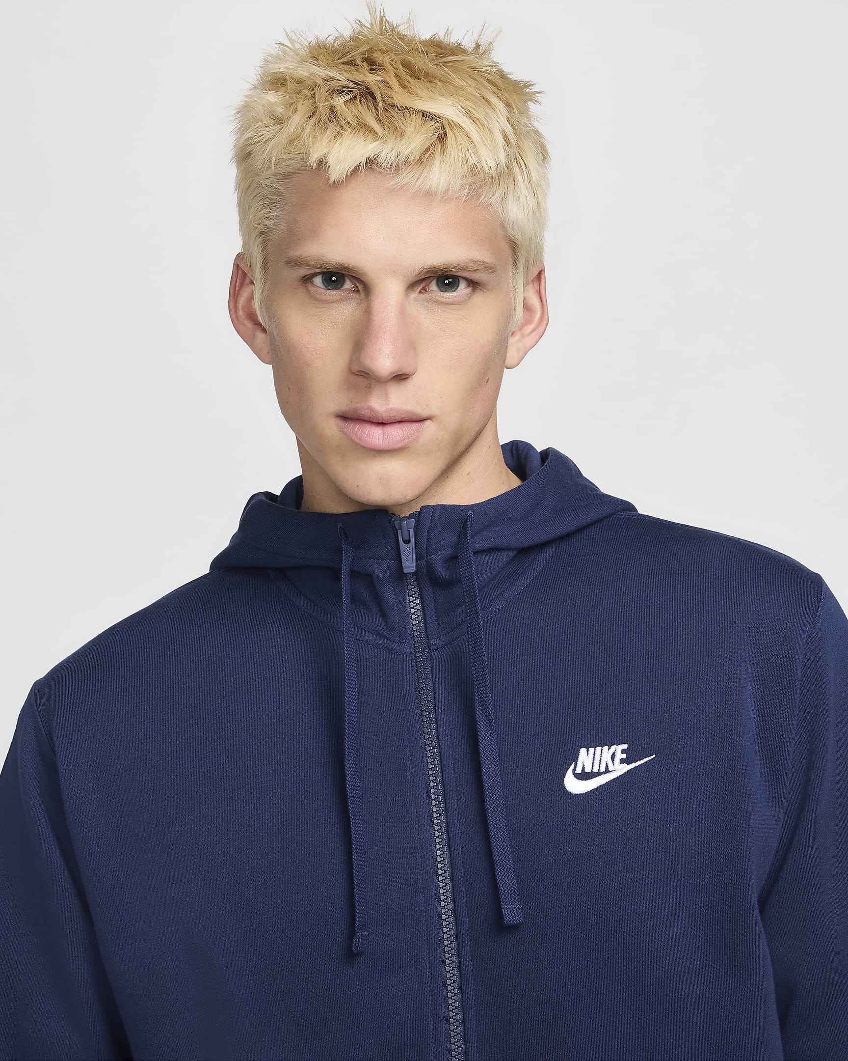 Nike Sportswear Club Men's Full-Zip Hoodie - Midnight Navy/Midnight Navy/White