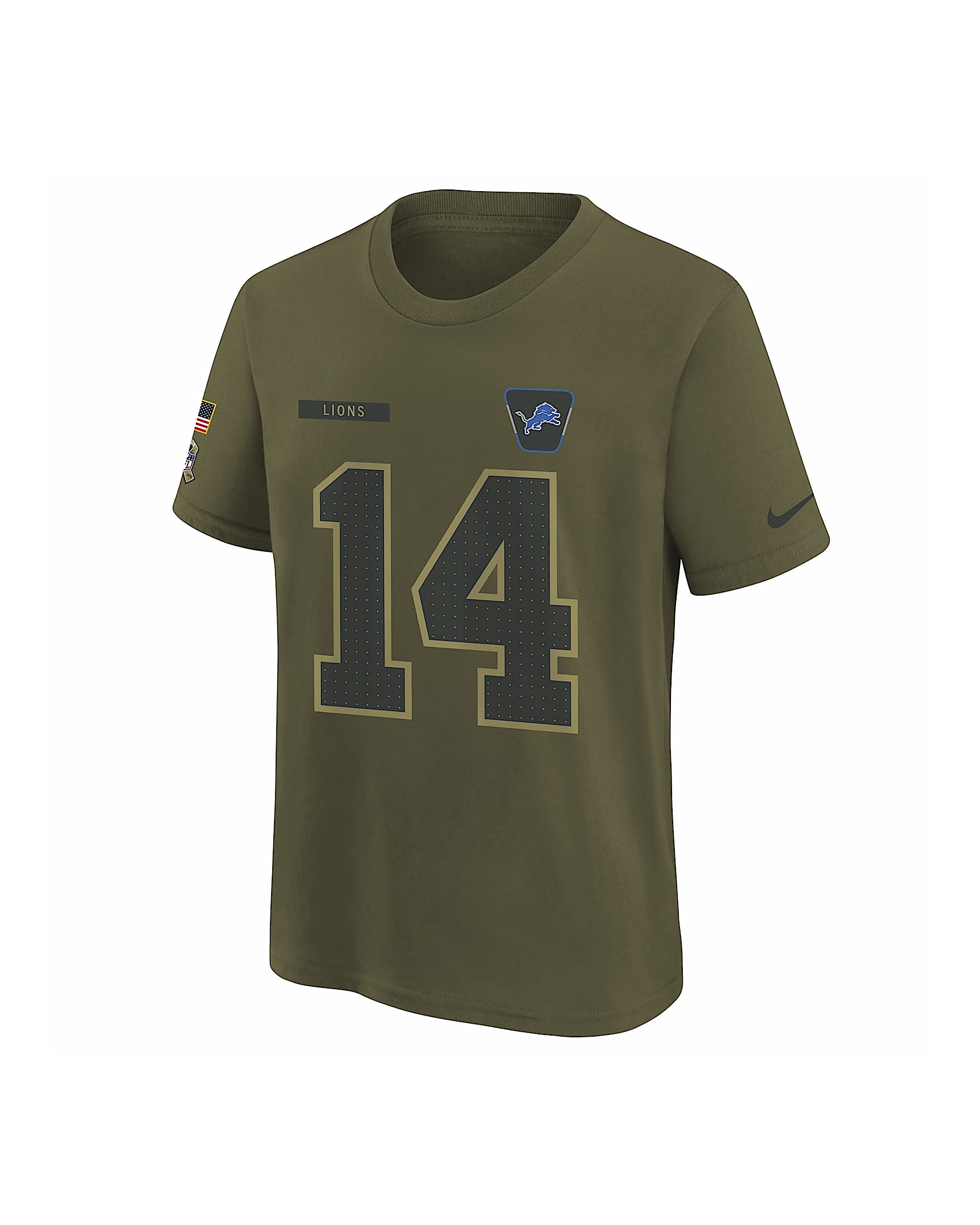 Amon-Ra St. Brown Detroit Lions Salute to Service Big Kids’ Nike NFL T-Shirt - Olive