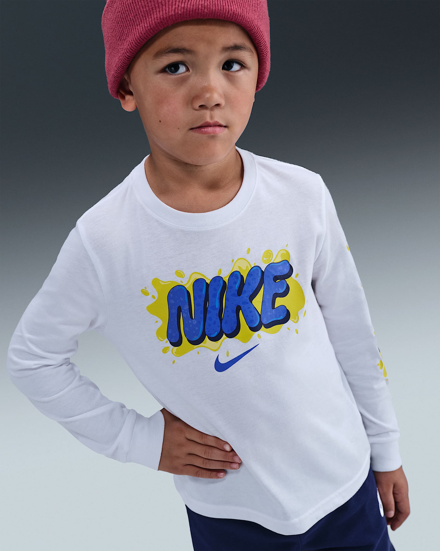Nike Little Kids' Slime Long Sleeve T-Shirt - White