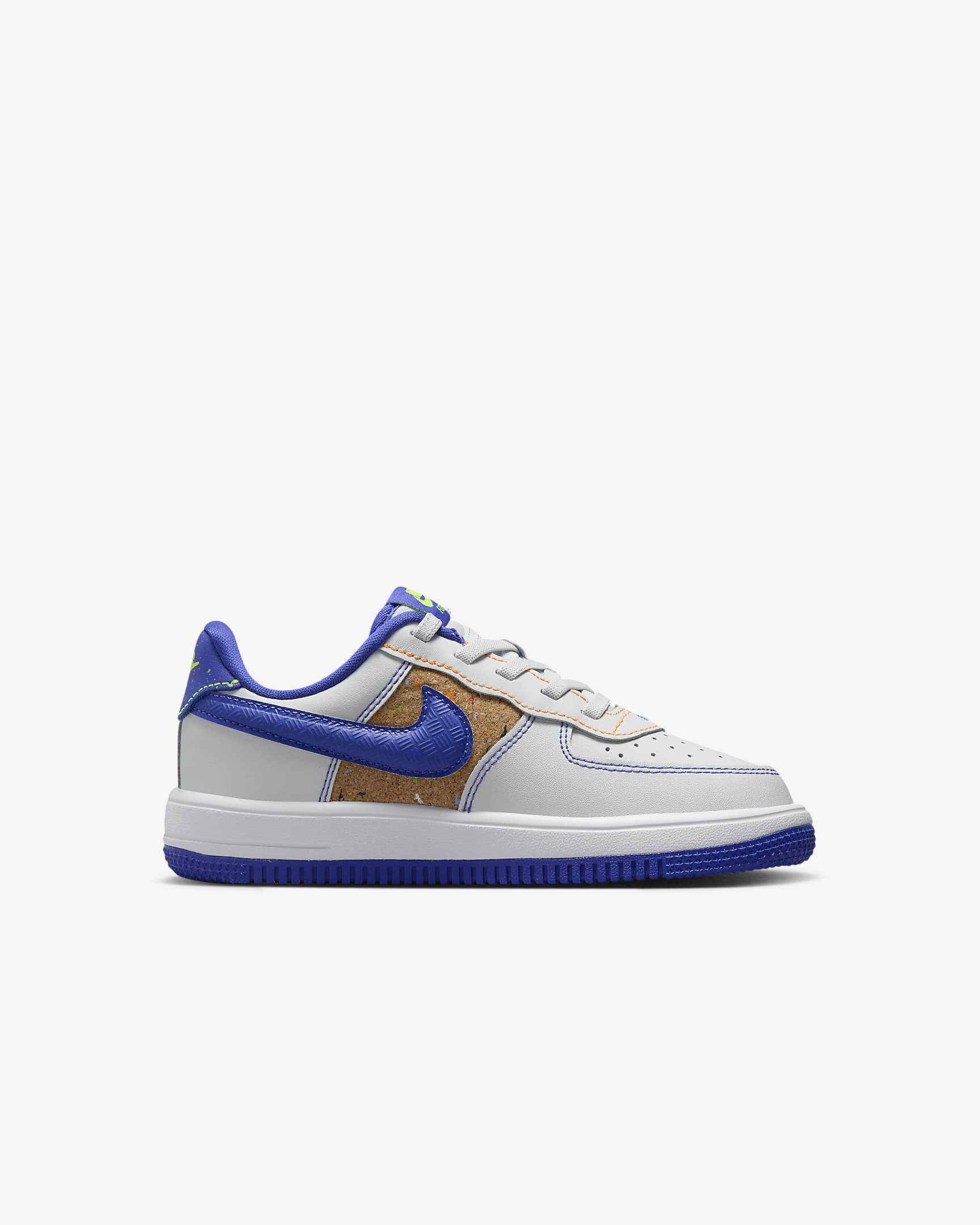 Tenis para niños de preescolar Nike Force 1 Low EasyOn - Polvo fotón/Volt/Naranja total/Azul astronómico