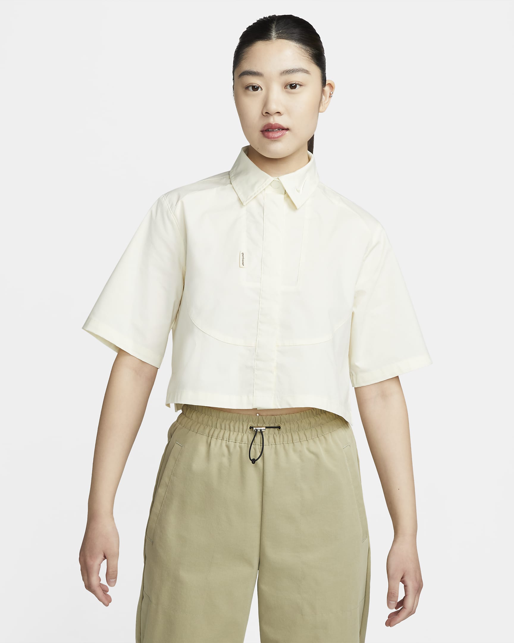 Nike Sportswear Collection Women's Collared Short-Sleeve Top - Coconut Milk/Coconut Milk/Coconut Milk