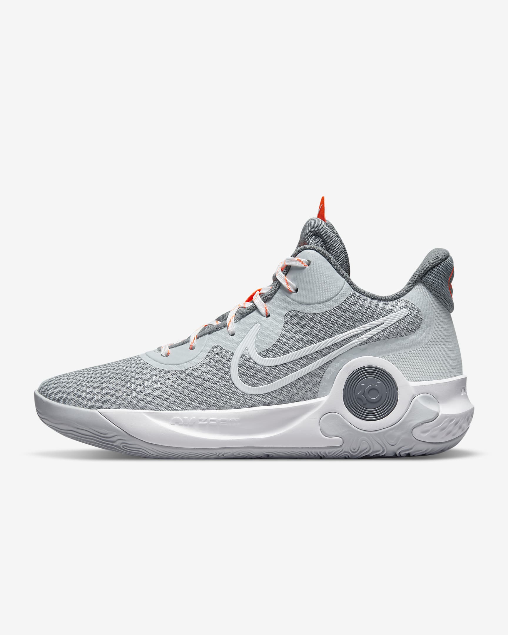 KD Trey 5 IX Basketball Shoes - Pure Platinum/Cool Grey/Total Orange/White