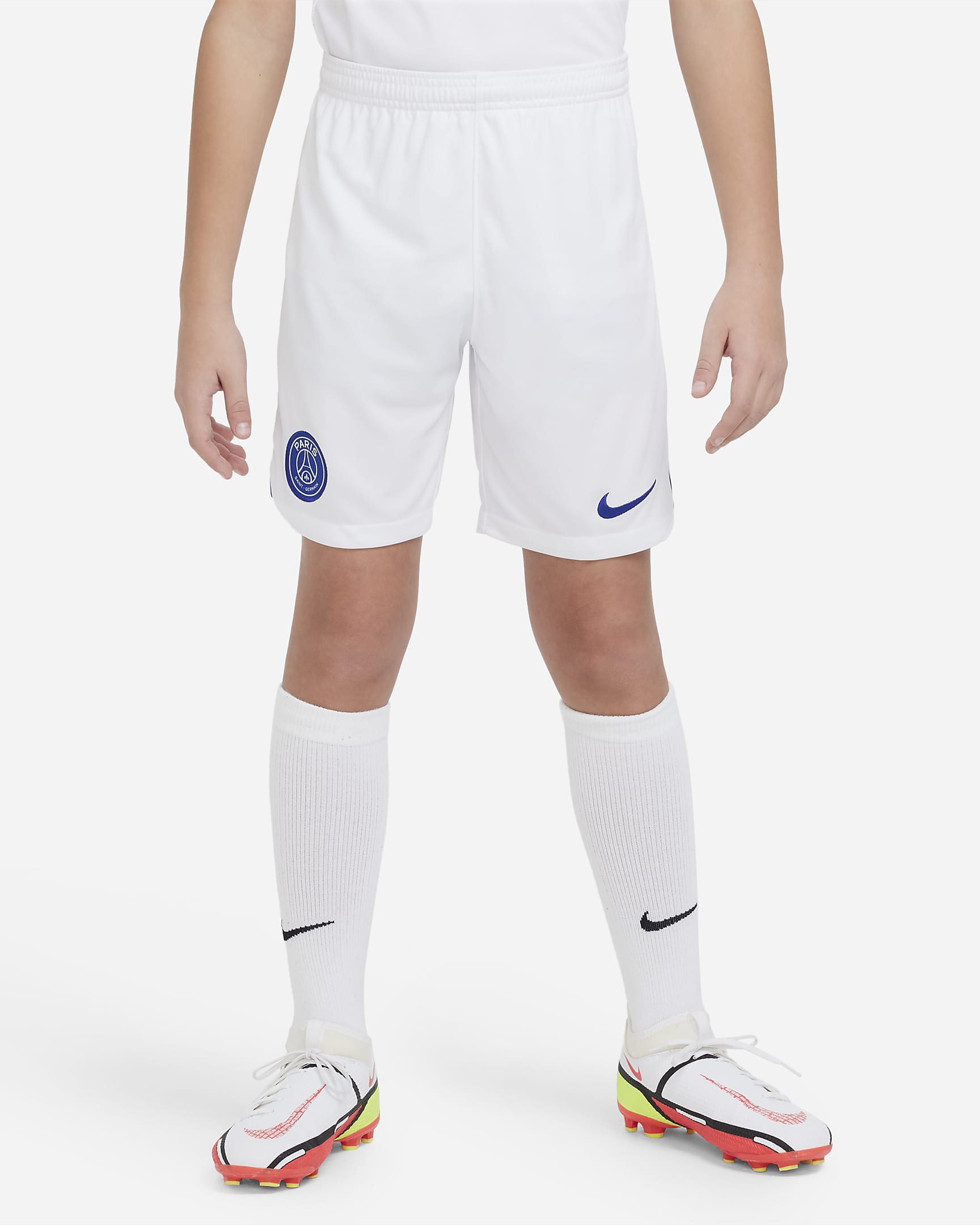 Paris Saint-Germain 2022/23 Stadium Third Big Kids' Nike Dri-FIT Soccer Shorts - White/Old Royal/Old Royal