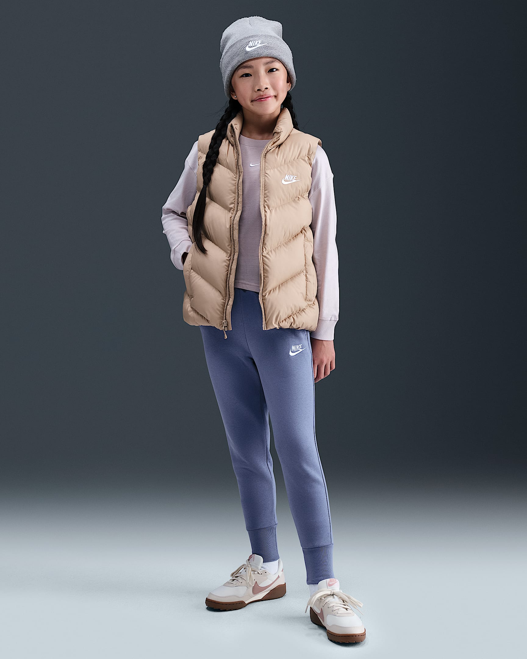 Nike Sportswear Club Fleece Big Kids' (Girls') High-Waisted Fitted Pants - World Indigo/World Indigo/White