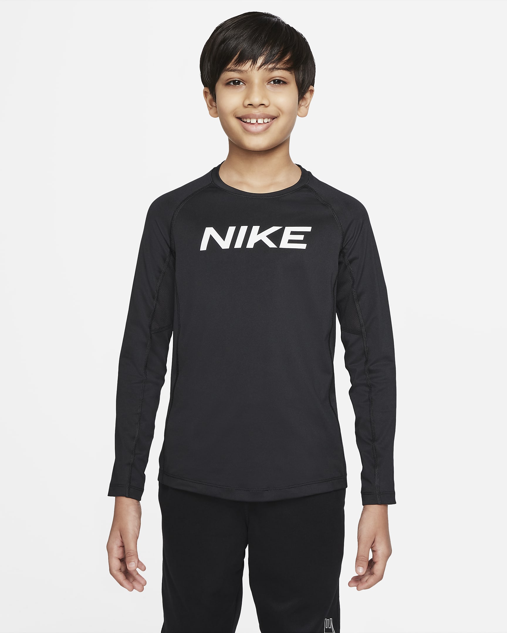 Nike Pro Dri-FIT Older Kids' (Boys') Long-Sleeve Top - Black