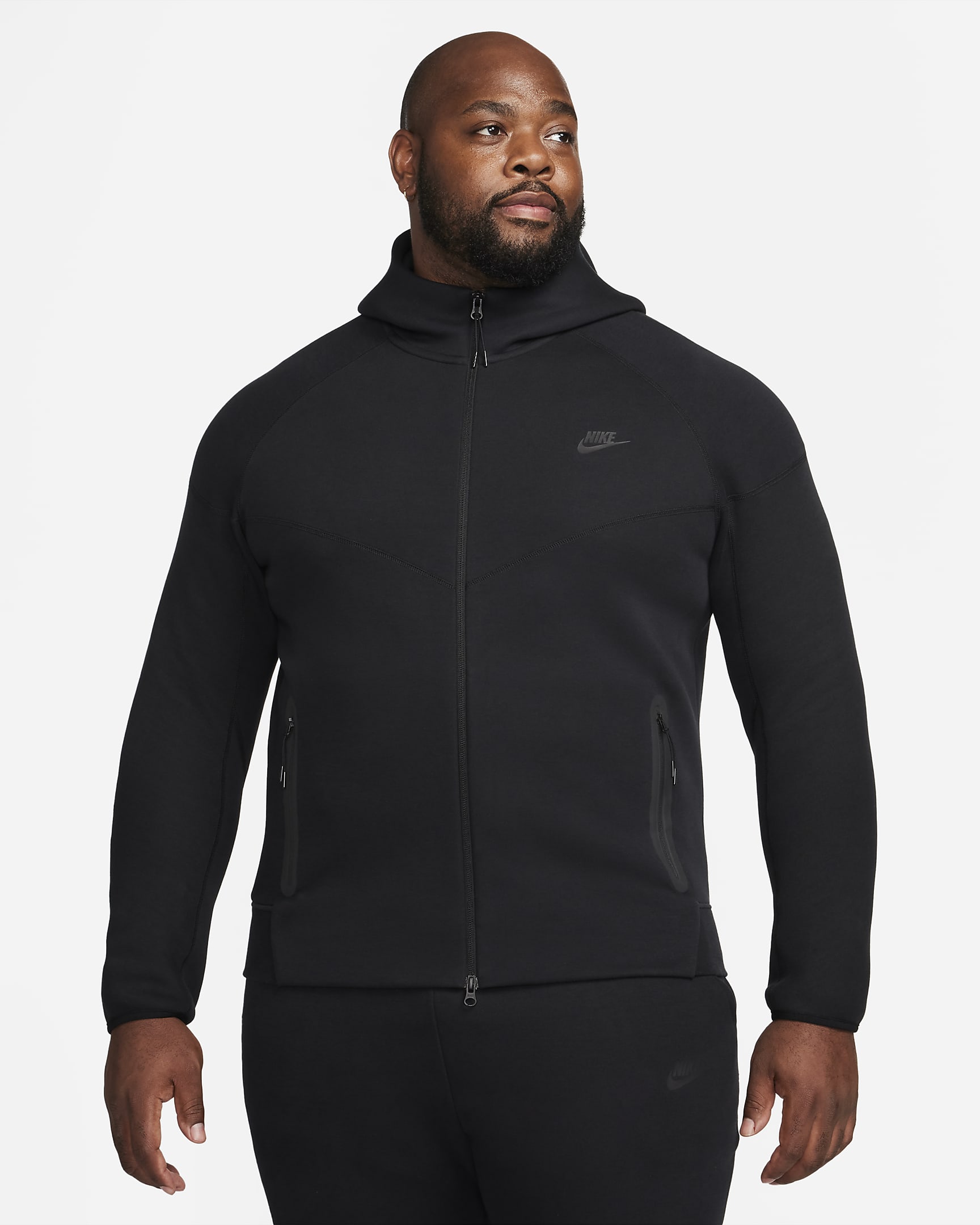 Sweat à capuche et zip Nike Sportswear Tech Fleece Windrunner pour homme - Noir/Noir