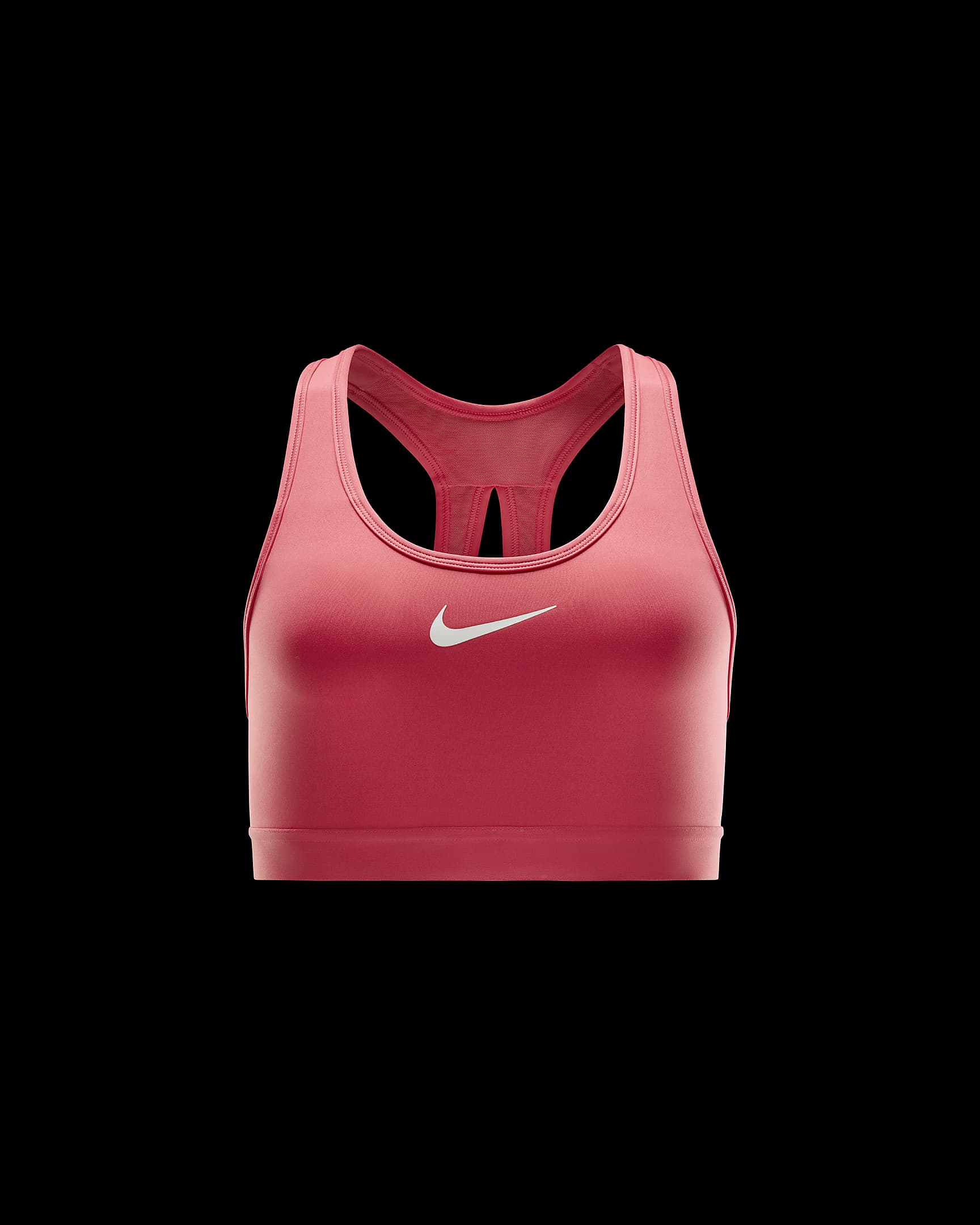 Bra deportivo ajustable sin almohadillas para mujer Nike Swoosh High Support - Rosa margarita/Rosa margarita/Blanco