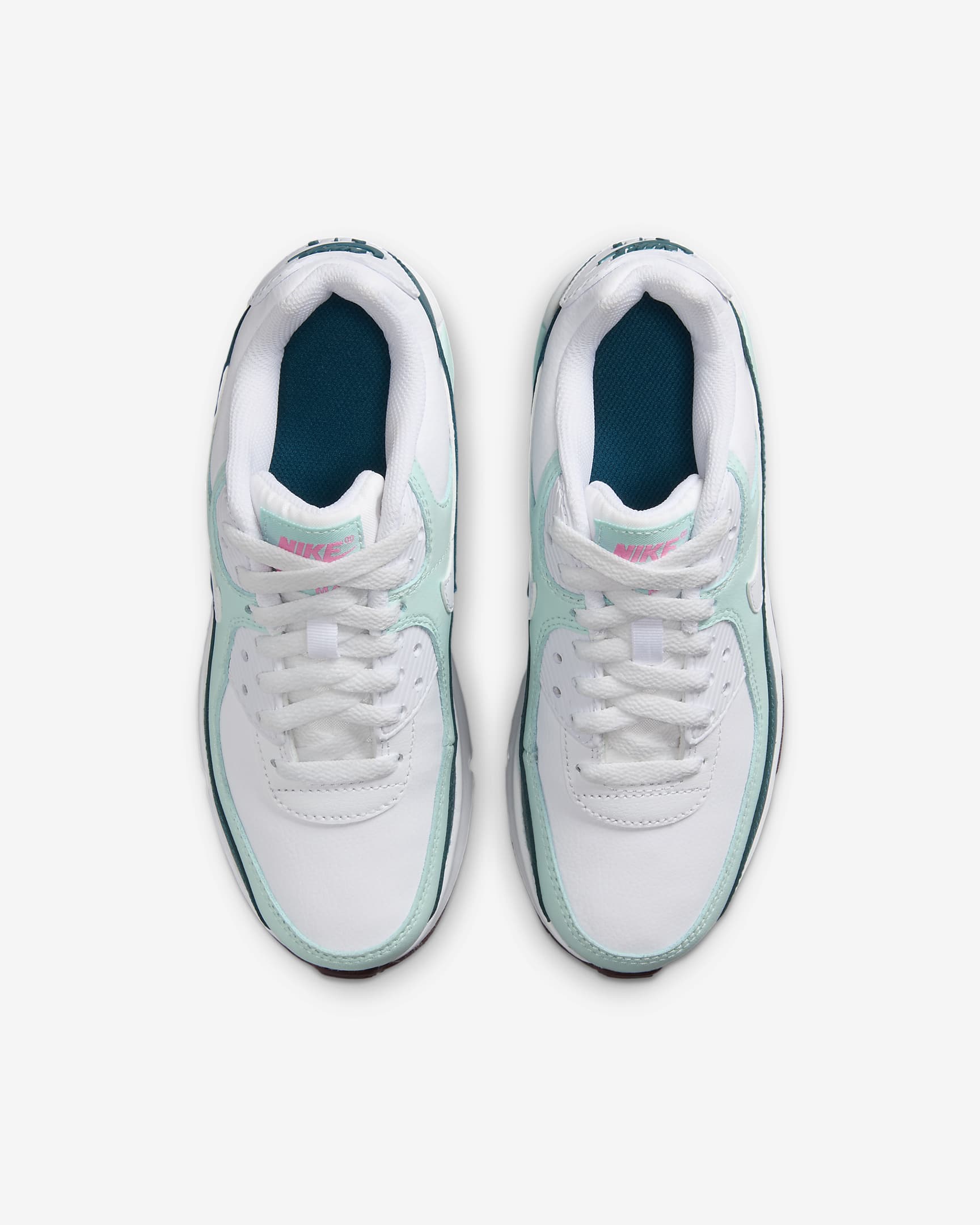 Nike Air Max 90 LTR Older Kids' Shoes - White/Jade Ice/Geode Teal/White