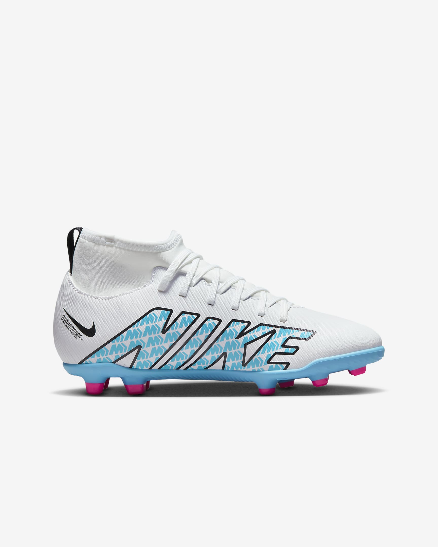 Nike Jr. Mercurial Superfly 9 Club Younger/Older Kids' Multi-Ground High-Top Football Boot - White/Pink Blast/Baltic Blue