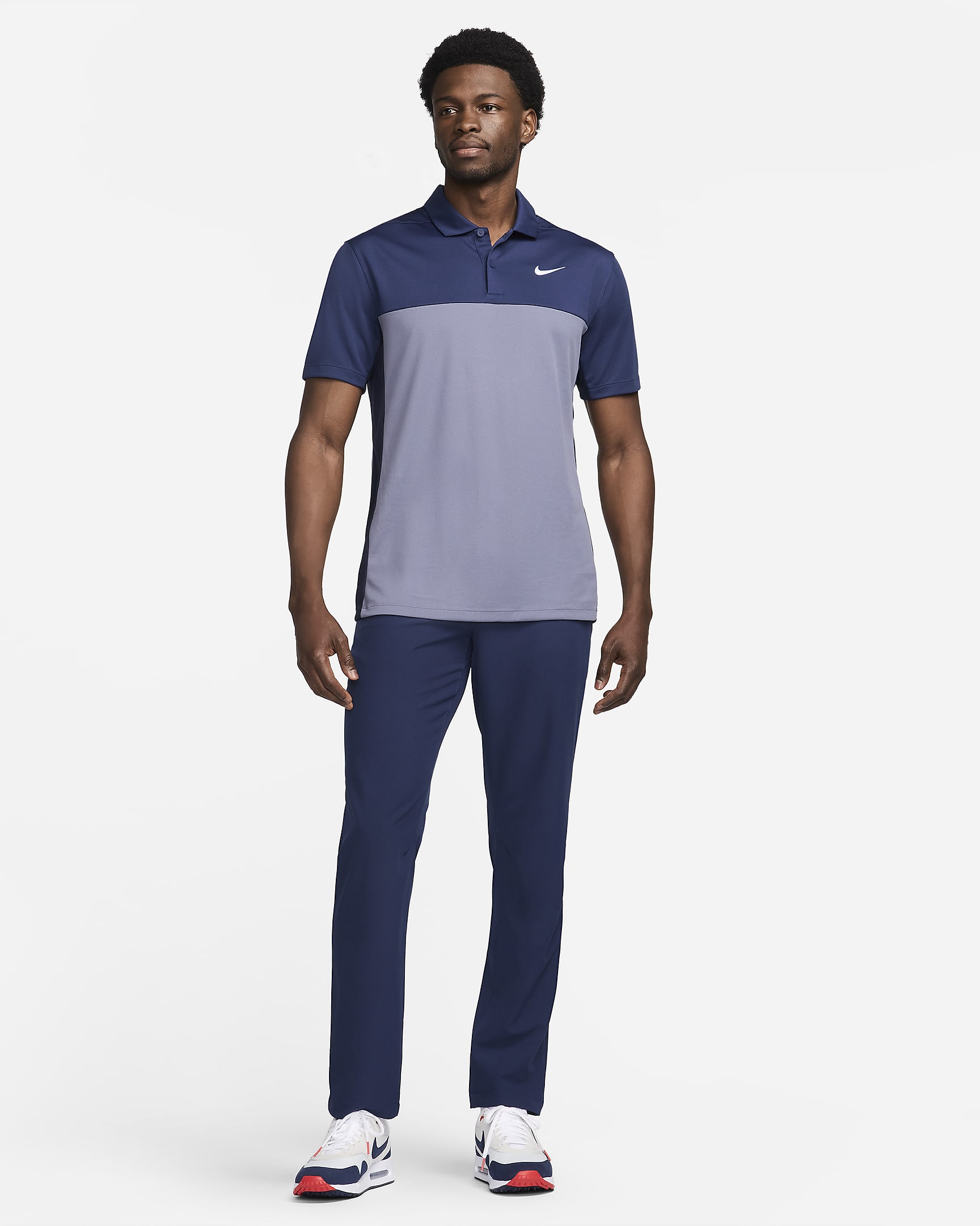 Nike Victory+ Dri-FIT galléros férfi golfpóló - Midnight Navy/Obsidian/Light Carbon/Fehér