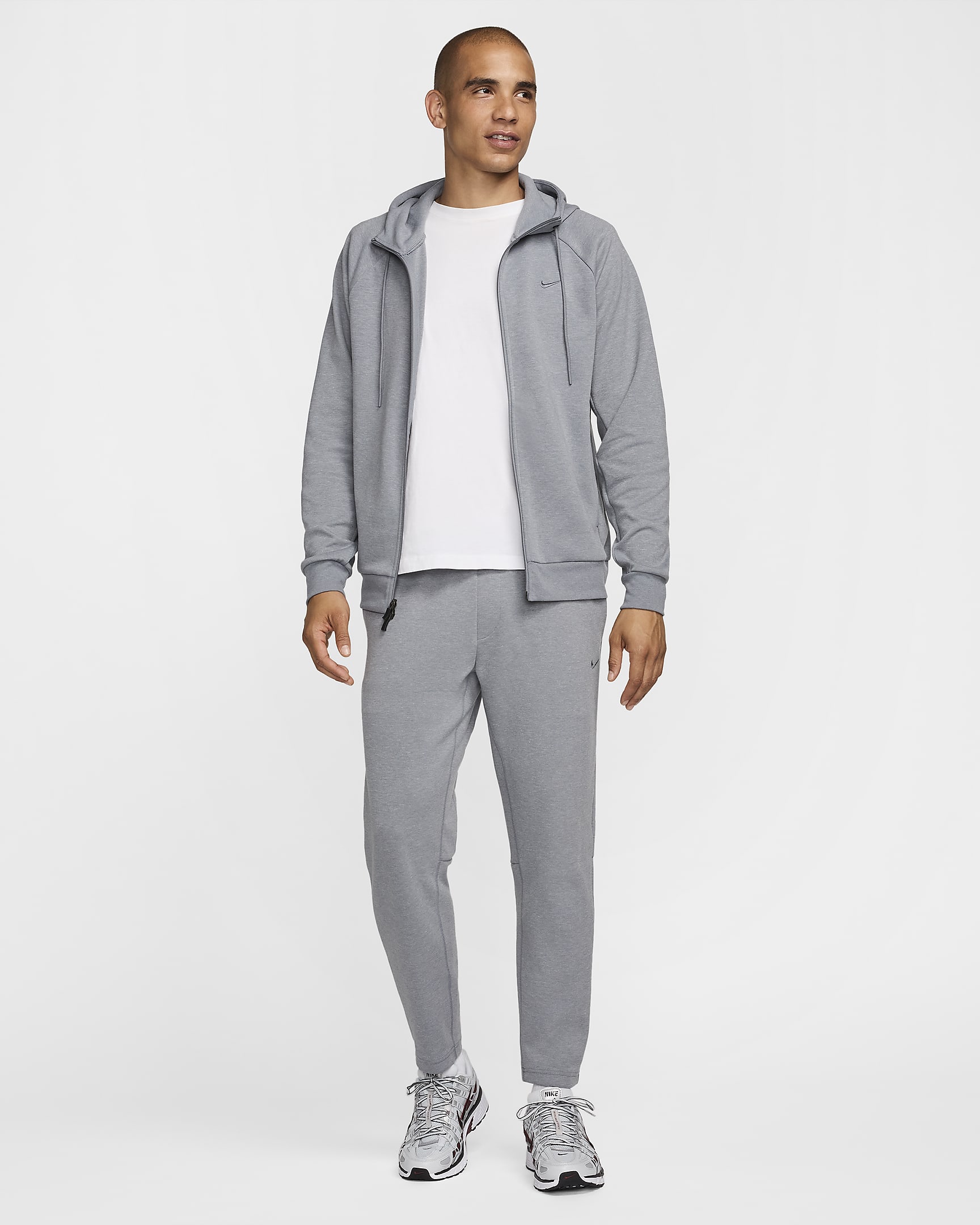 Nike Primary Dri-FIT UV multifunctionele hoodie met rits over de hele lengte voor heren - Cool Grey/Heather/Cool Grey