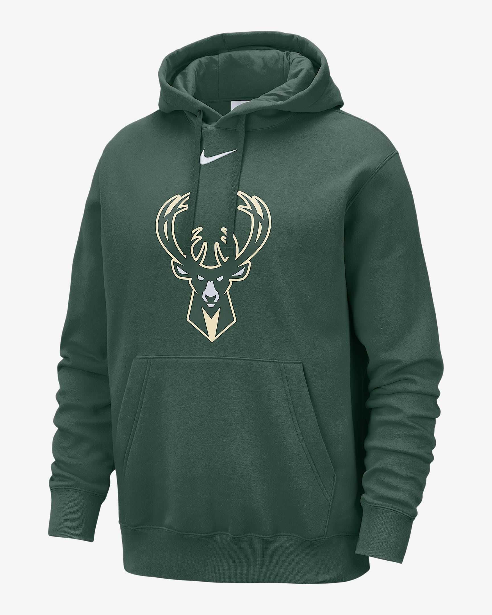 Milwaukee Bucks Club Men's Nike NBA Pullover Hoodie - Fir/White