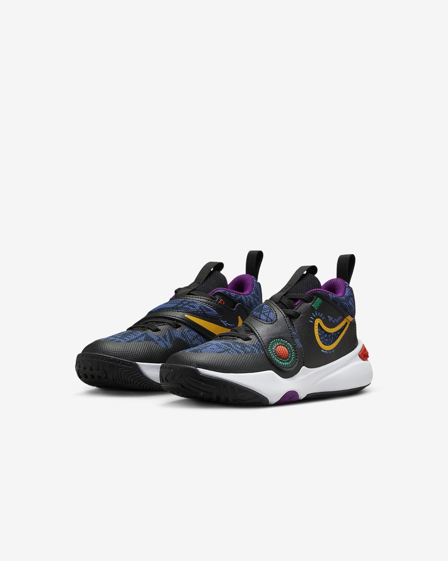 Nike Team Hustle D 11 SE Younger Kids' Shoes - Black/Mystic Navy/Cosmic Clay/University Gold