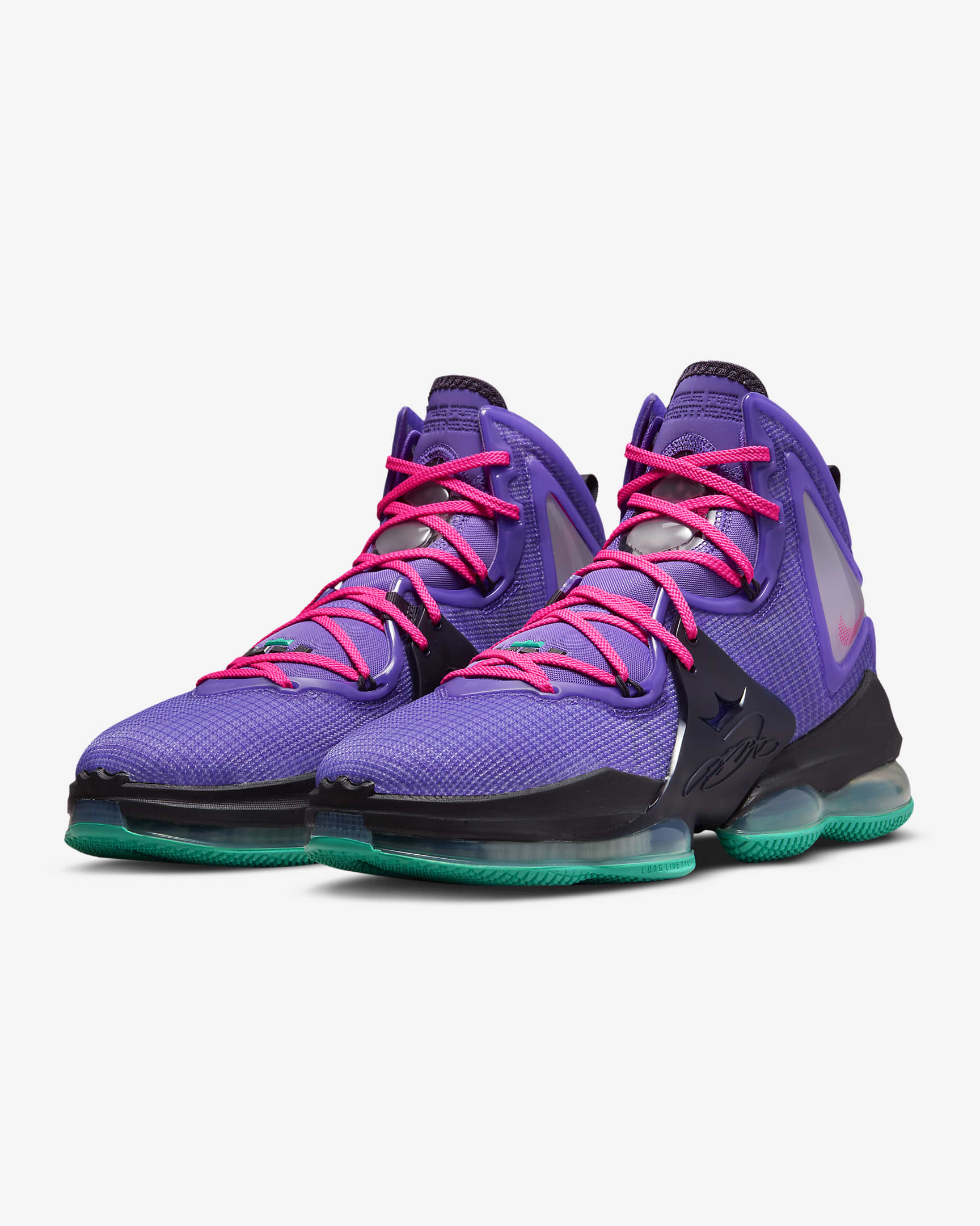 LeBron 19 Basketball Shoes - Wild Berry/Cave Purple/Clear Emerald/Hyper Pink