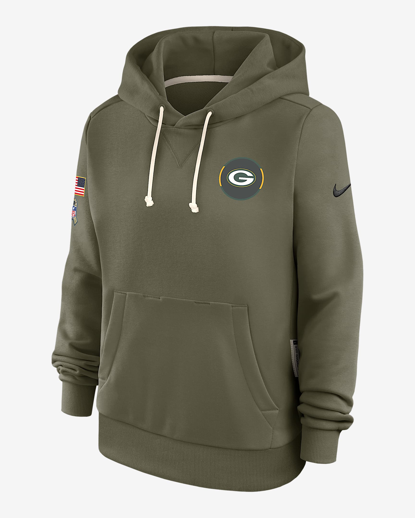Green Bay Packers Salute to Service Sideline Women's Nike Dri-FIT NFL Pullover Hoodie - Olive