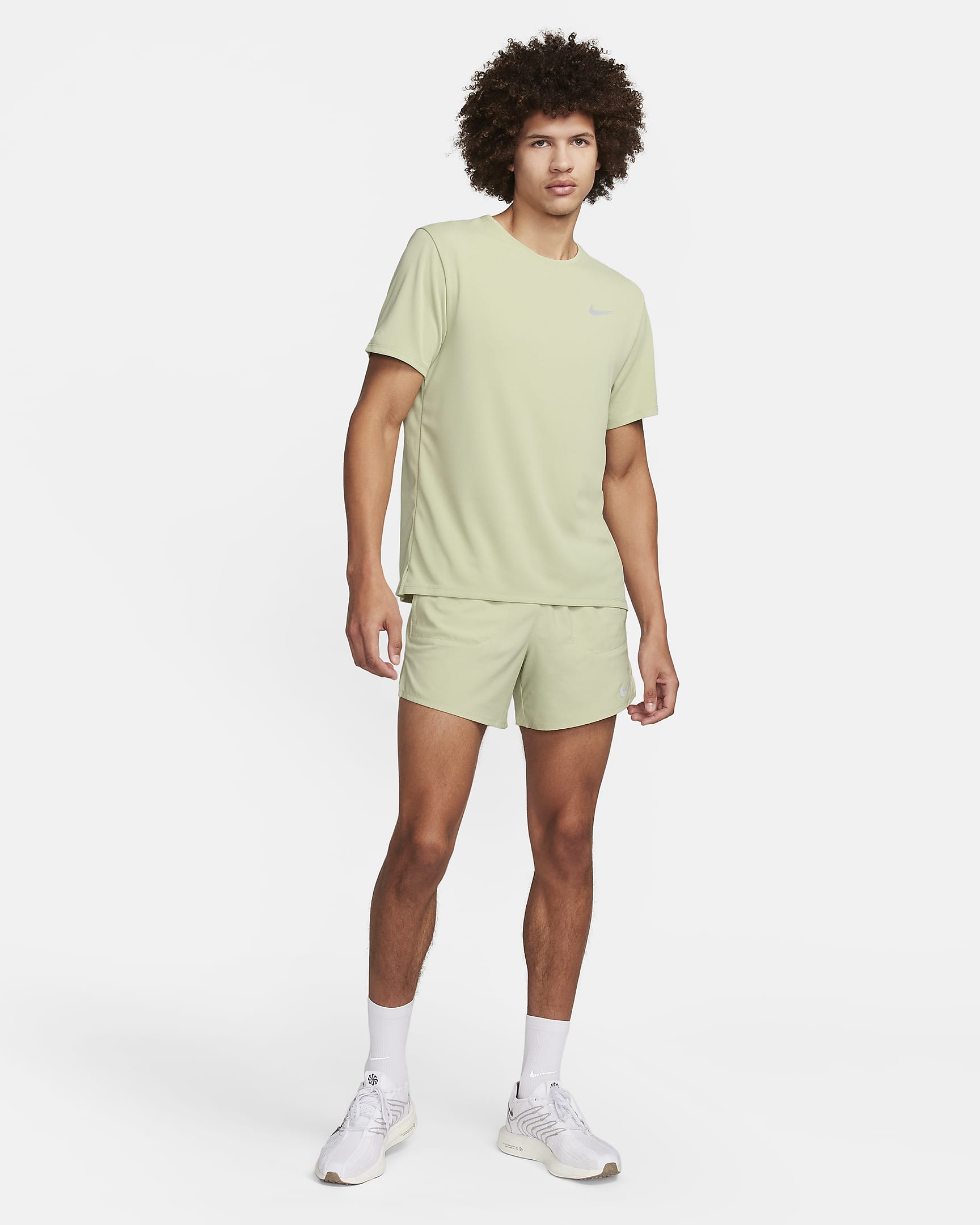 Nike Miler Men's Dri-FIT UV Short-Sleeve Running Top - Sea Glass/Olive Aura/Heather