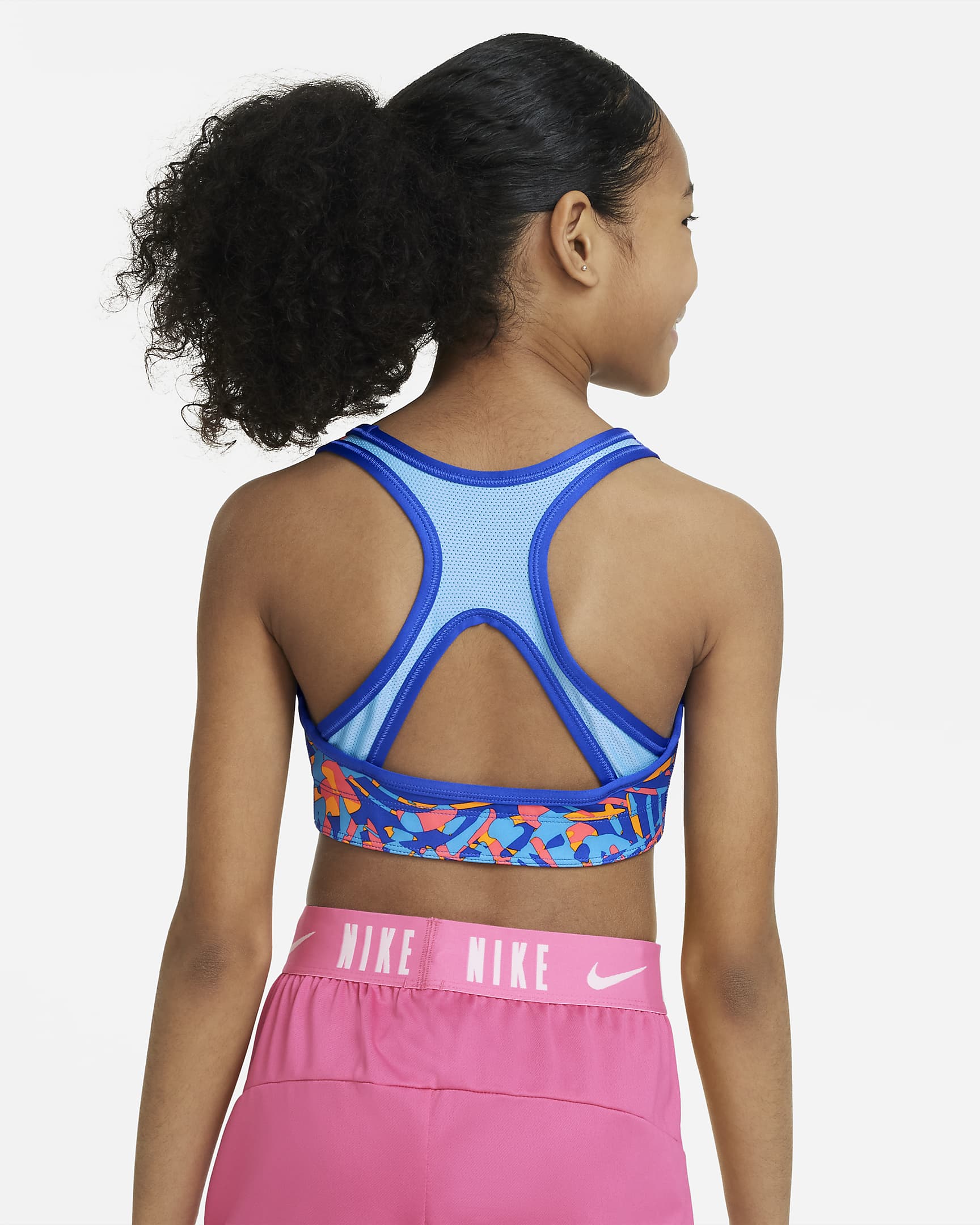 Nike Swoosh Older Kids' (Girls') Reversible Sports Bra - Hyper Royal/Baltic Blue