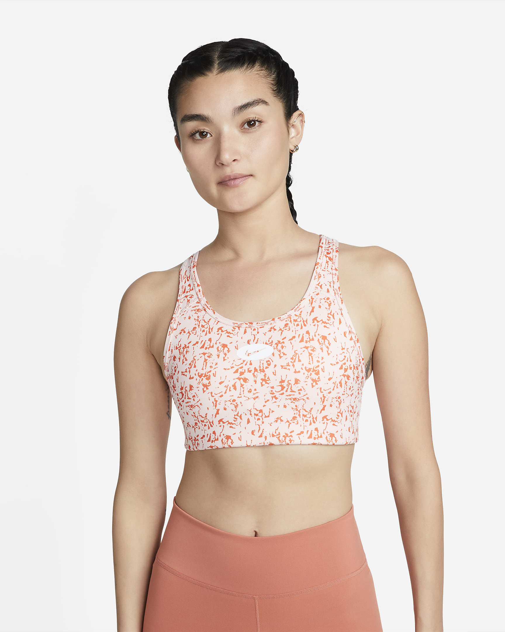 Nike Swoosh Icon Clash Women's Medium-Support Padded Strappy Printed Sports Bra - Atmosphere/White