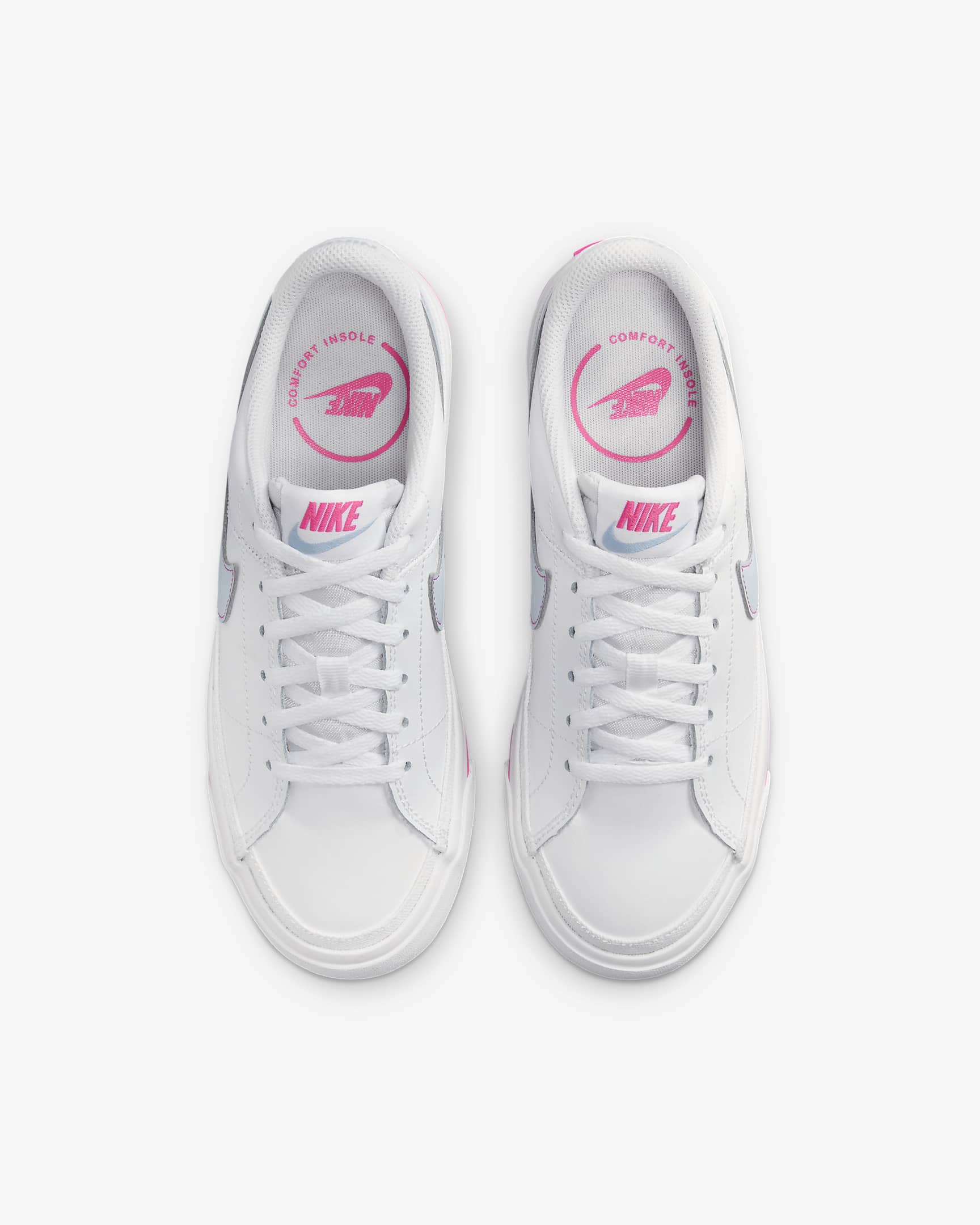 NikeCourt Legacy Older Kids' Shoes - White/Pinksicle/Light Armoury Blue