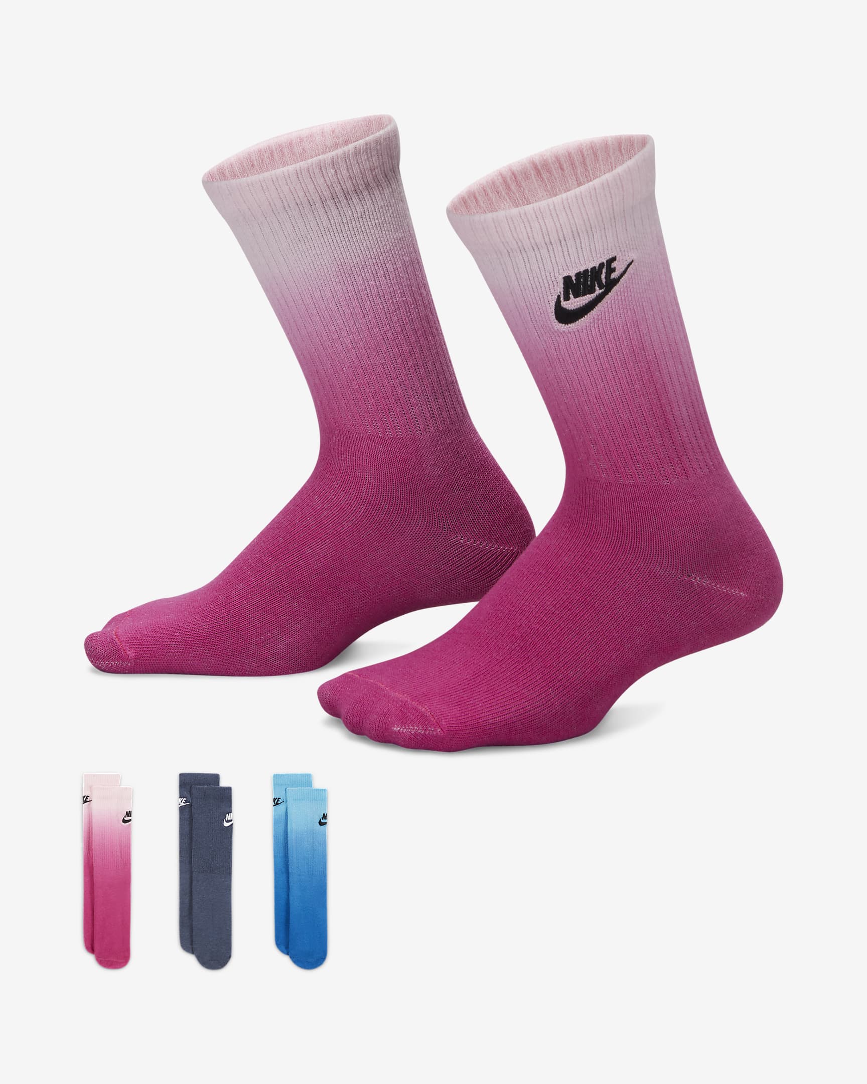 Calcetines largos para niños talla pequeña Nike (paquete de 3) - Fucsia activo