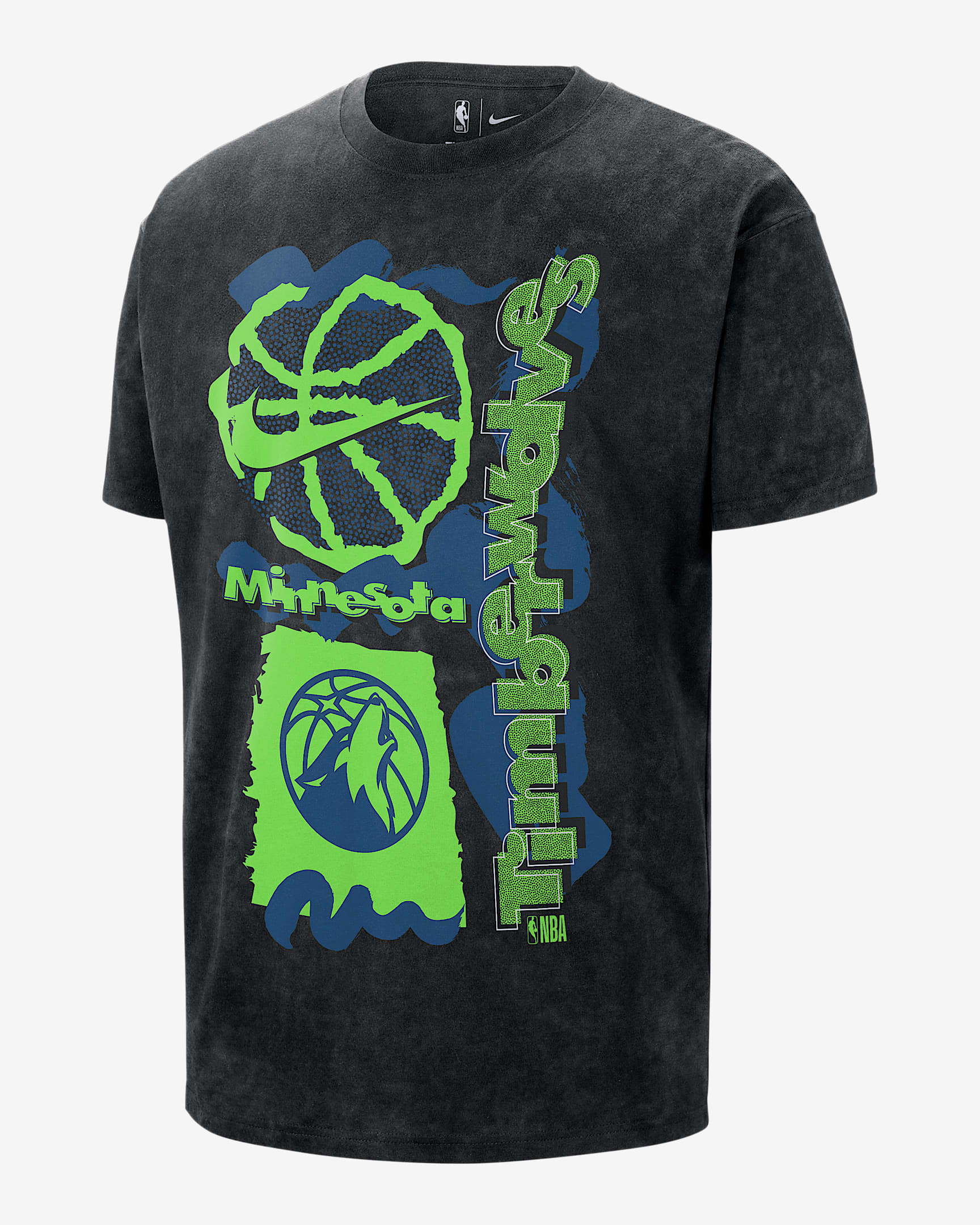 Minnesota Timberwolves Courtside Men's Nike NBA Max90 T-Shirt - Black/Black