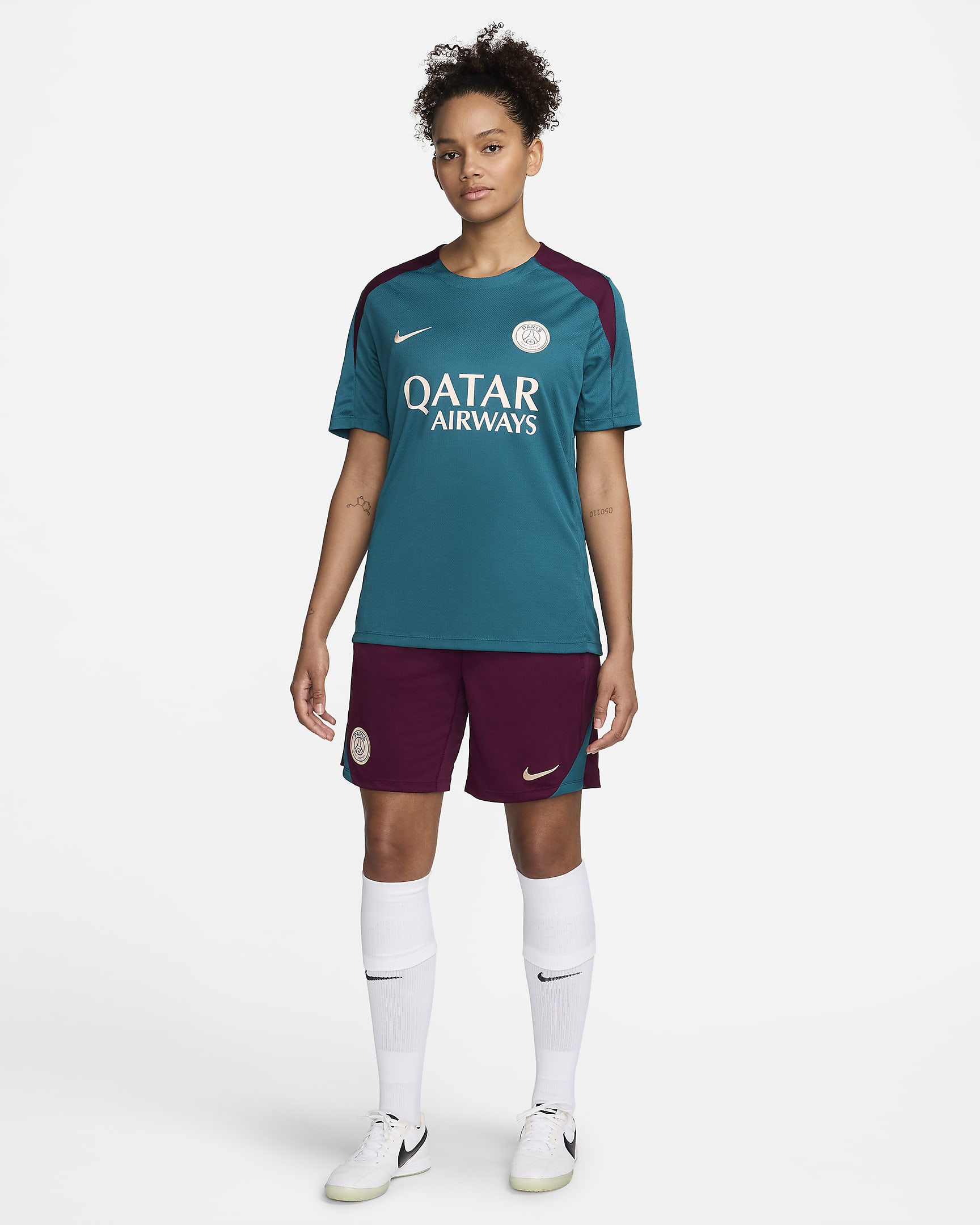 Paris Saint-Germain Strike Men's Nike Dri-FIT Football Short-Sleeve Knit Top - Geode Teal/Geode Teal/Bordeaux/Guava Ice