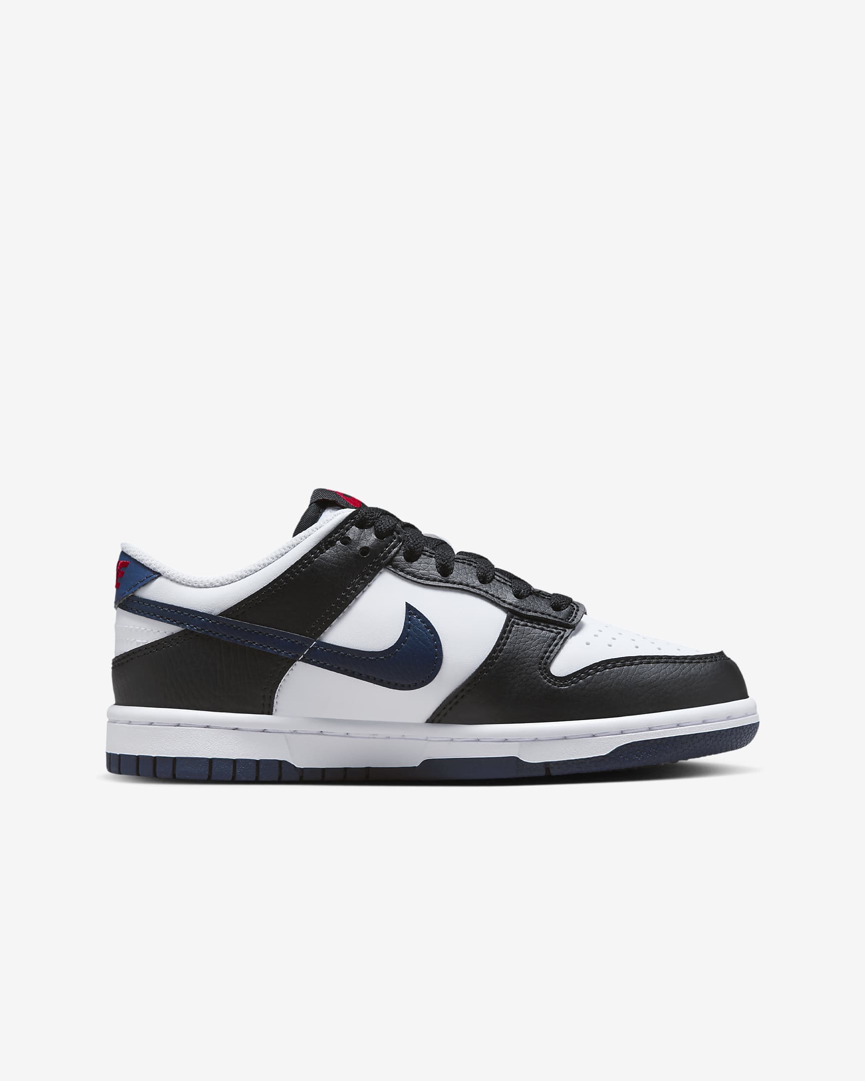 รองเท้าเด็กโต Nike Dunk Low - ดำ/ขาว/University Red/Midnight Navy