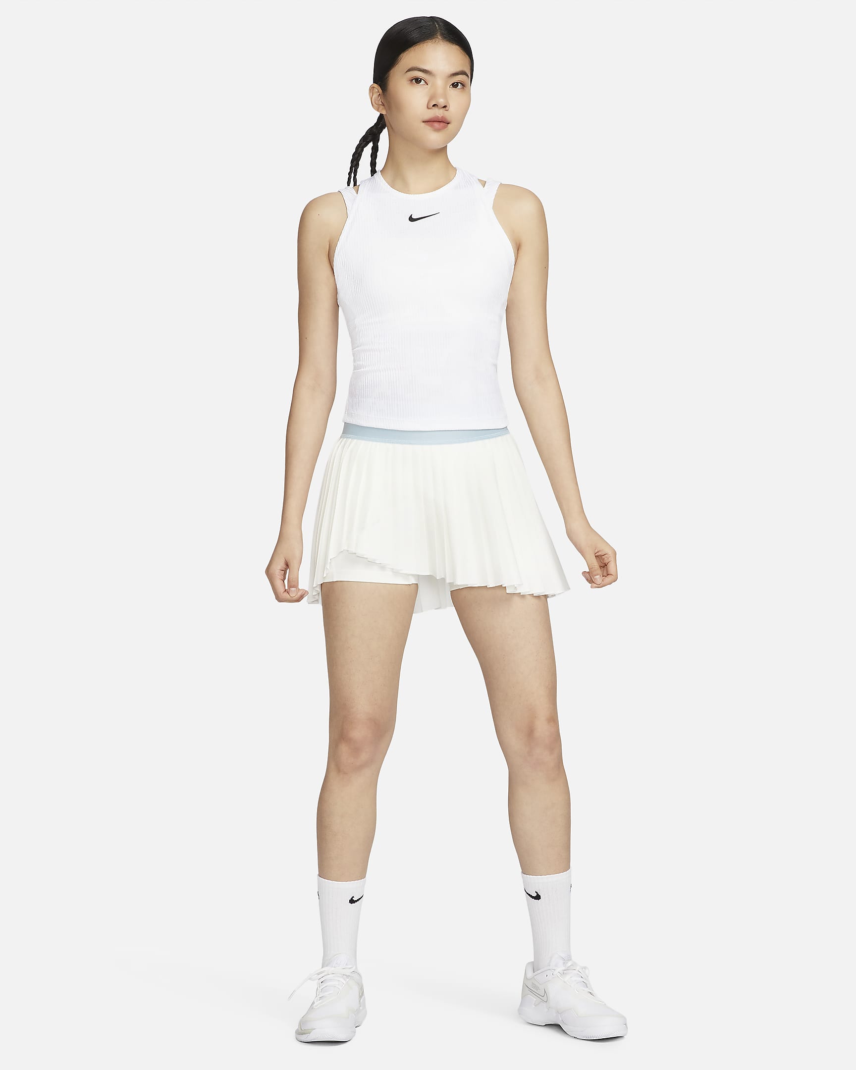 เสื้อกล้ามเทนนิส Dri-FIT ผู้หญิง NikeCourt Slam - ขาว/ดำ