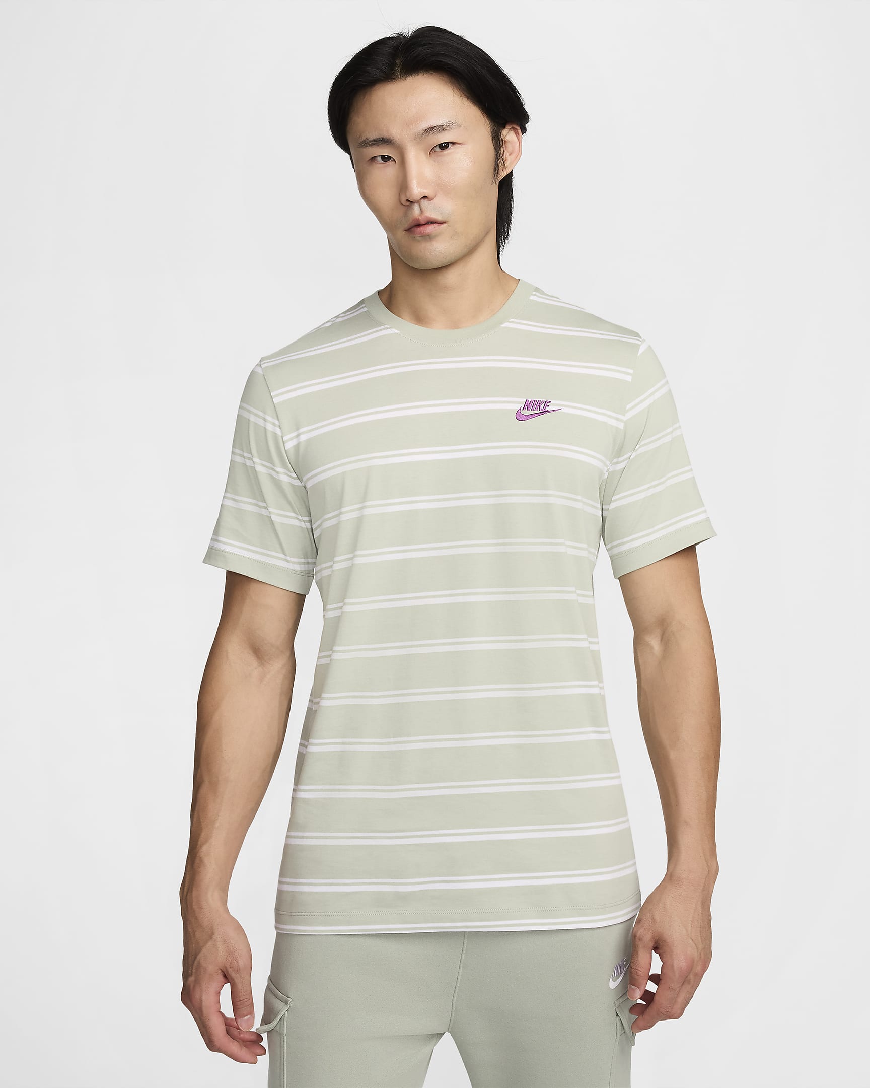 Nike Sportswear T-skjorte med striper til herre - Jade Horizon