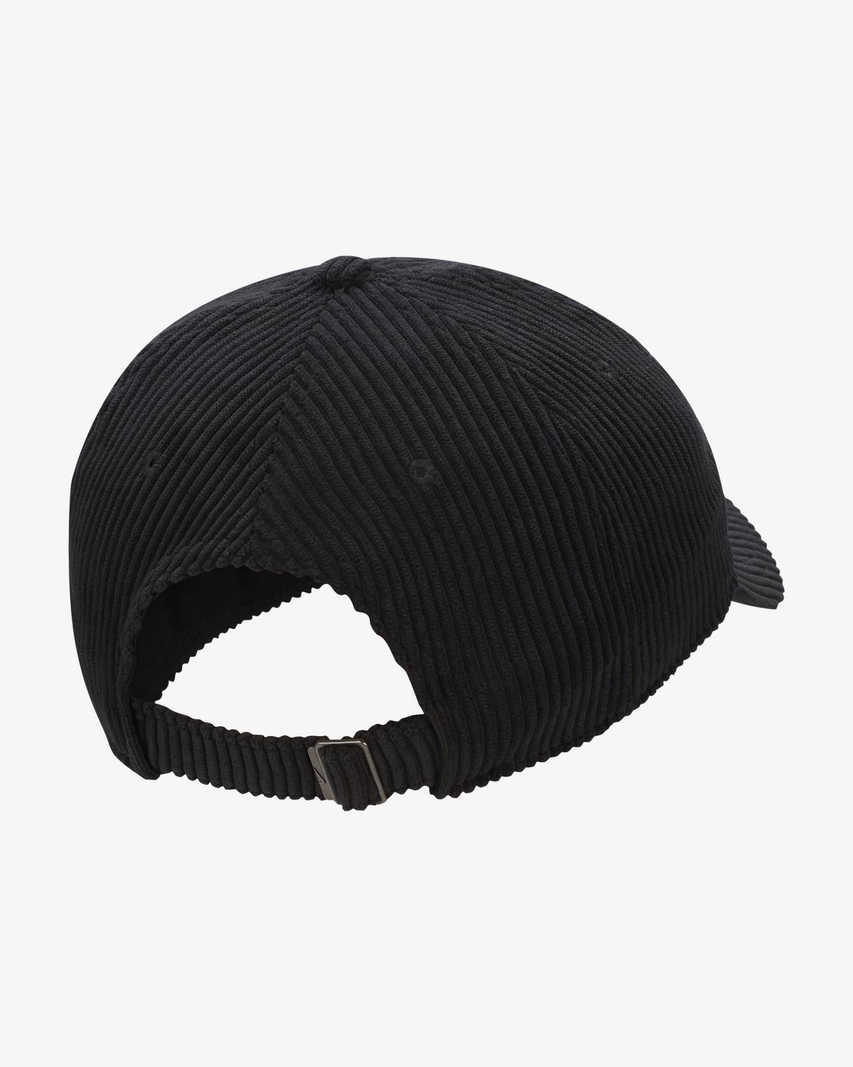 Casquette souple en velours côtelé Nike Club Cap - Noir/Noir