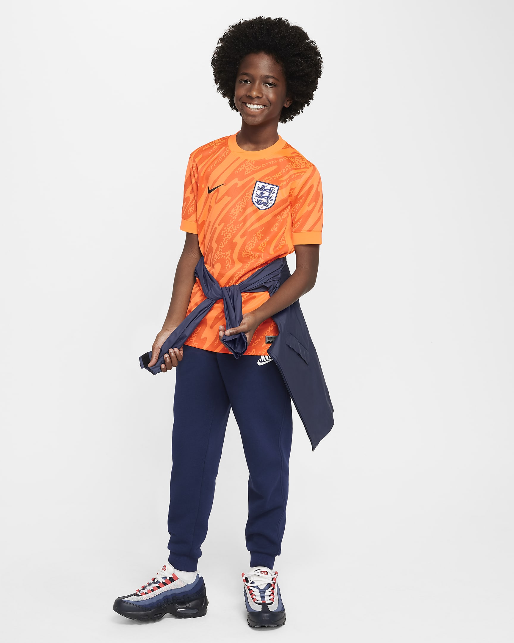 Engeland (vrouwenelftal) 2024/25 Stadium Goalkeeper Nike Dri-FIT replicavoetbalshirt met korte mouwen voor kids - Total Orange/Safety Orange/Safety Orange/Zwart