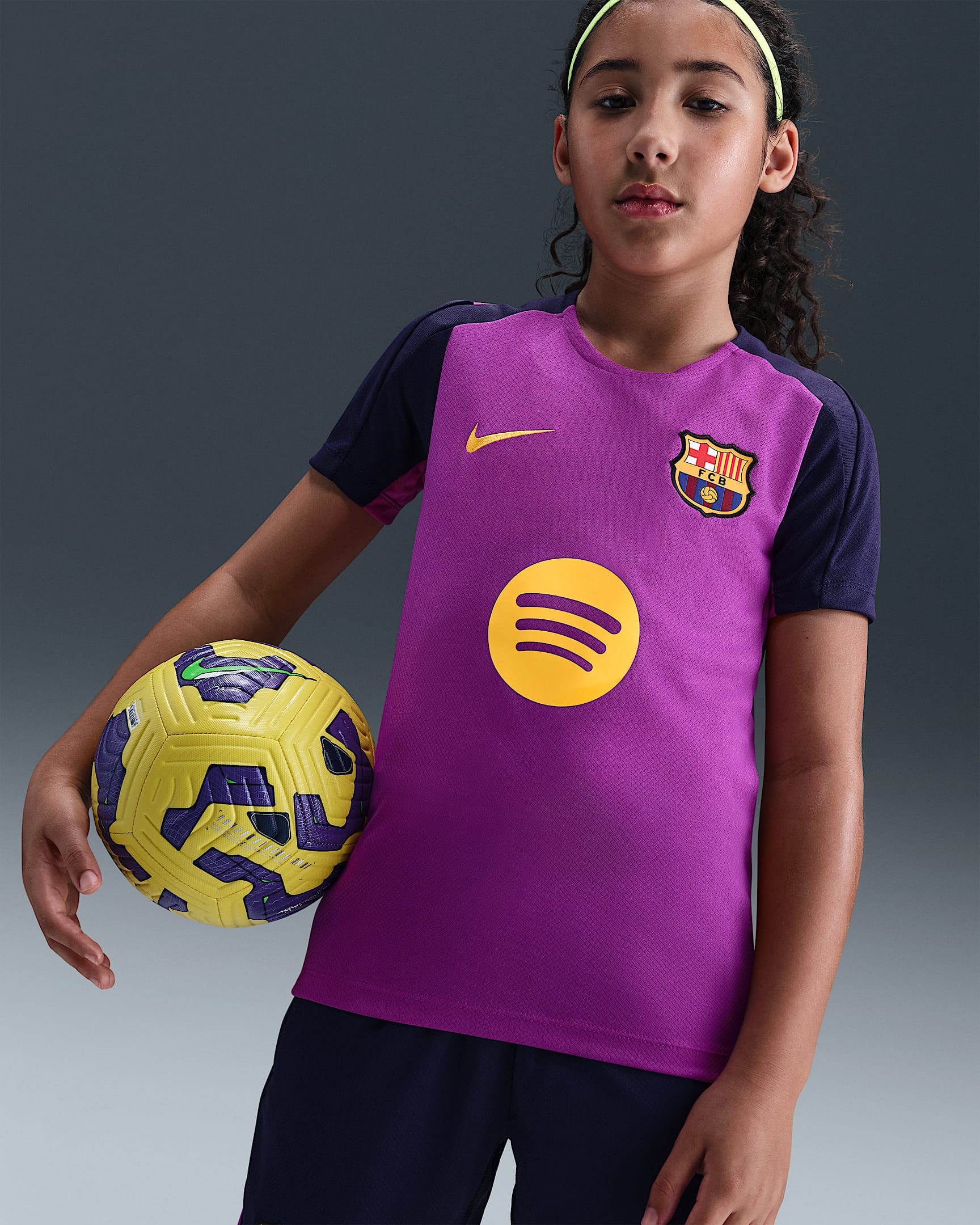 FC Barcelona Strike Nike Dri-FIT voetbaltop met korte mouwen voor kids - Vivid Purple/Vivid Purple/Imperial Purple/Midwest Gold
