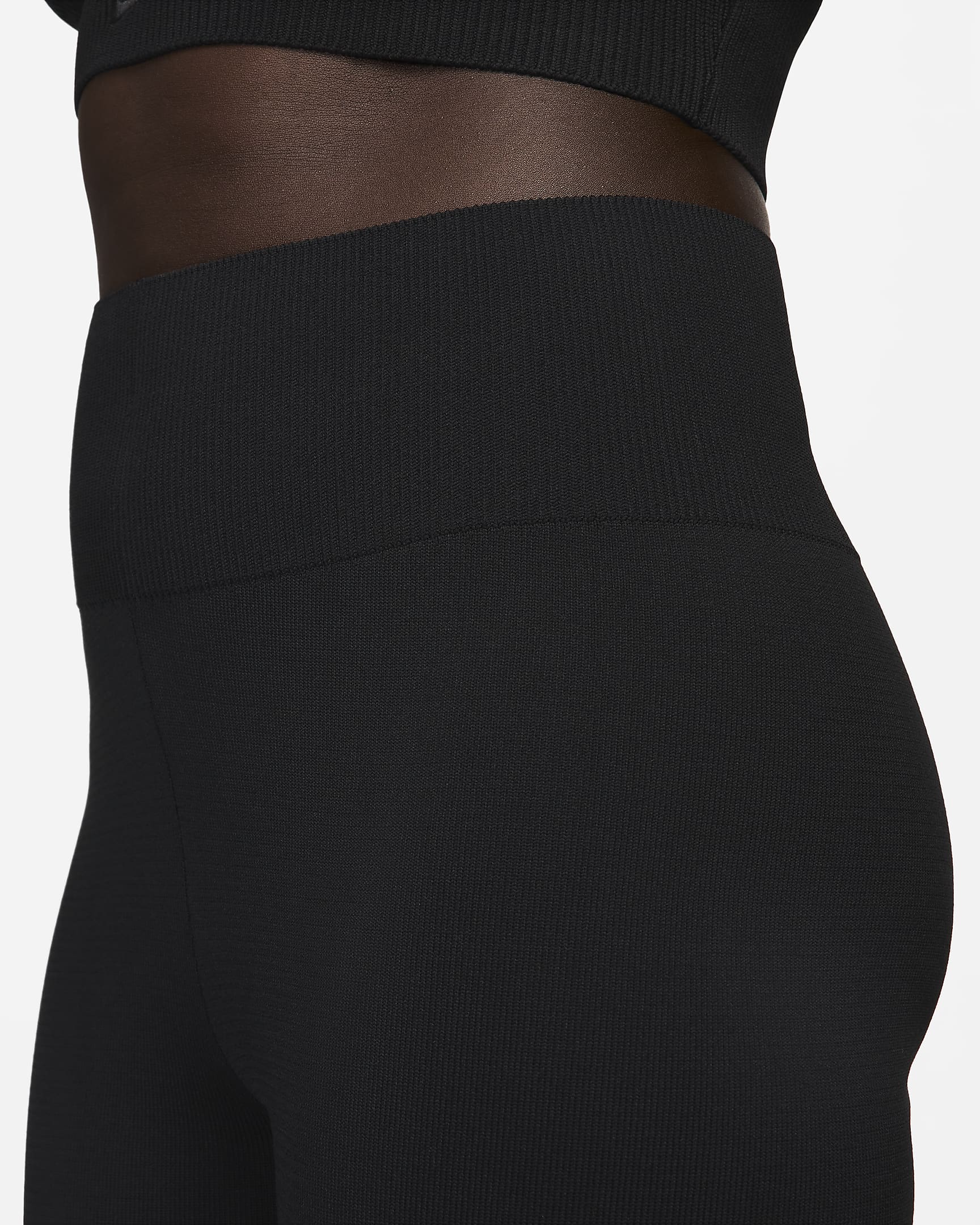 Nike Sportswear Chill Knit Women's Tight High-Waisted Jumper-Knit Flared Trousers - Black/Black