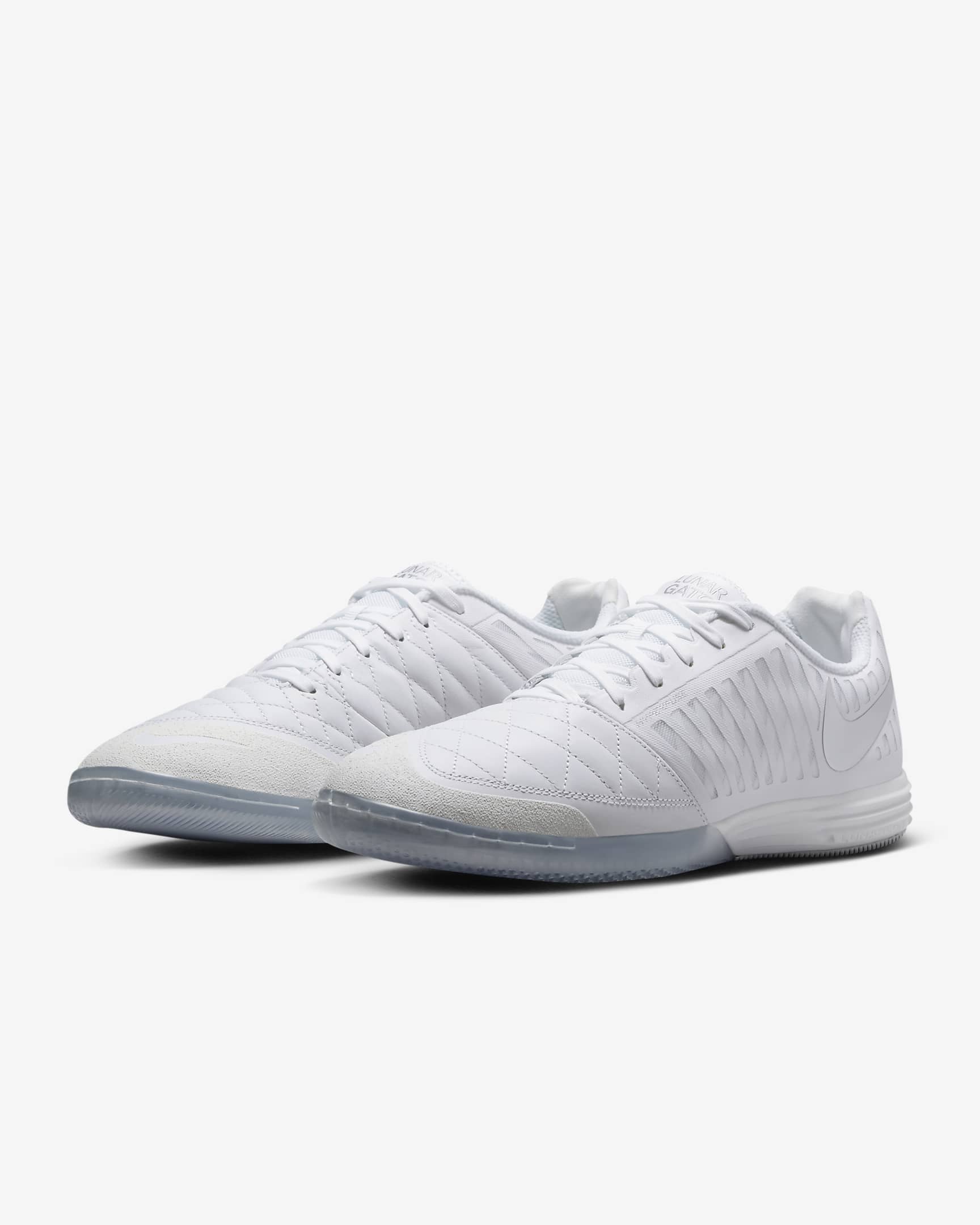 Nike Lunar Gato II Indoor Court Low-Top Football Shoes - White/Chrome