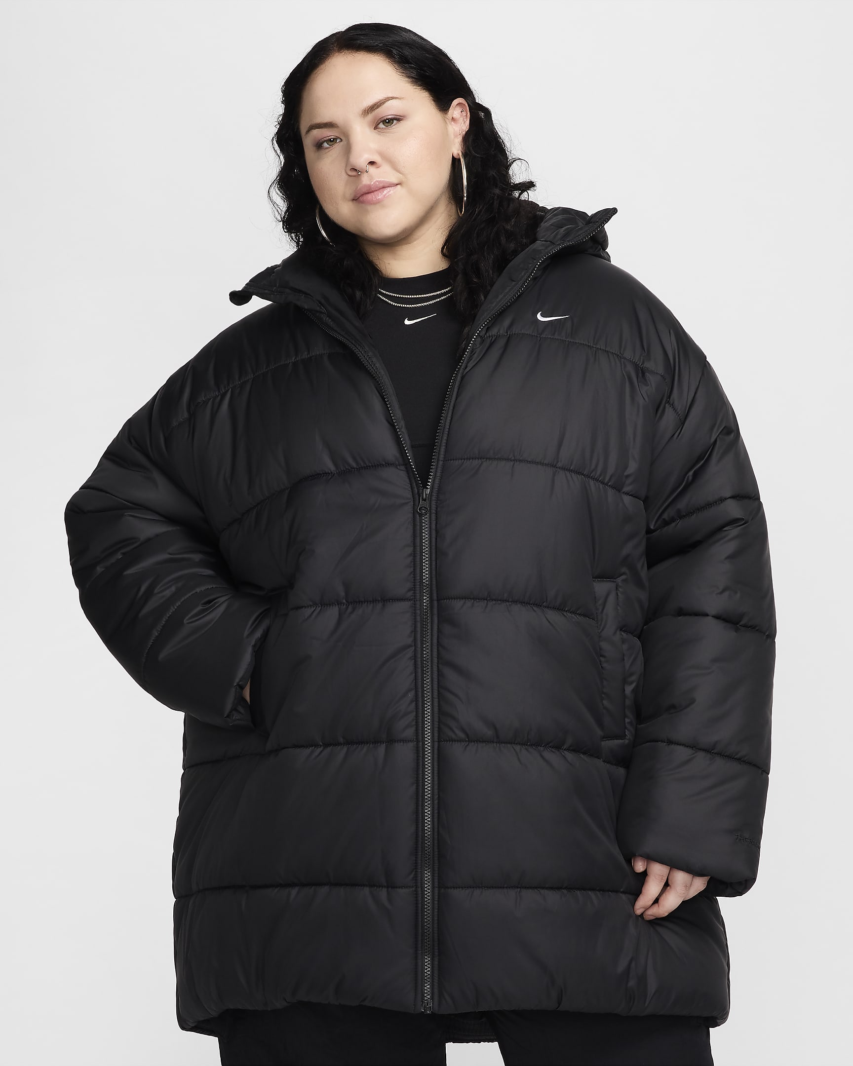 Nike Sportswear Classic Puffer Women's Therma-FIT Loose Parka (Plus Size) - Black/White