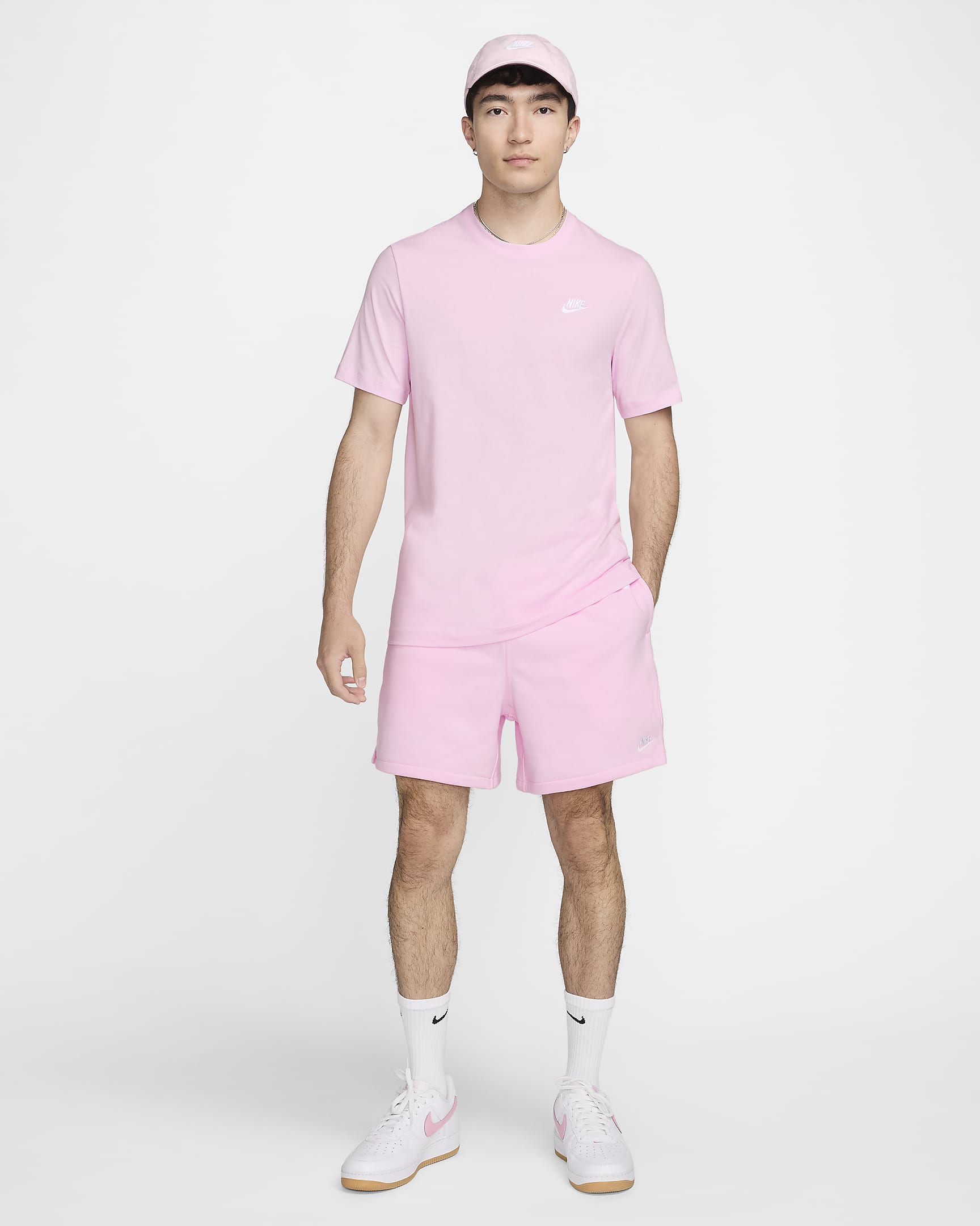 Nike Club flowshorts van sweatstof voor heren - Pink Foam/Pink Foam/Wit