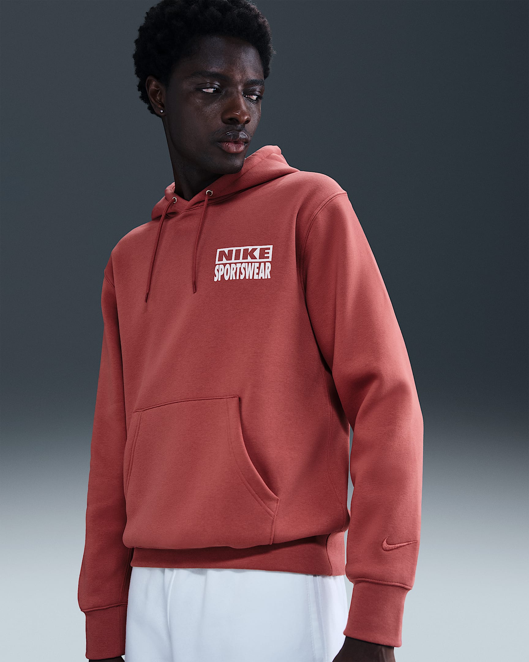 Nike Club Men's Pullover Fleece Hoodie - Canyon Rust/White/Canyon Rust