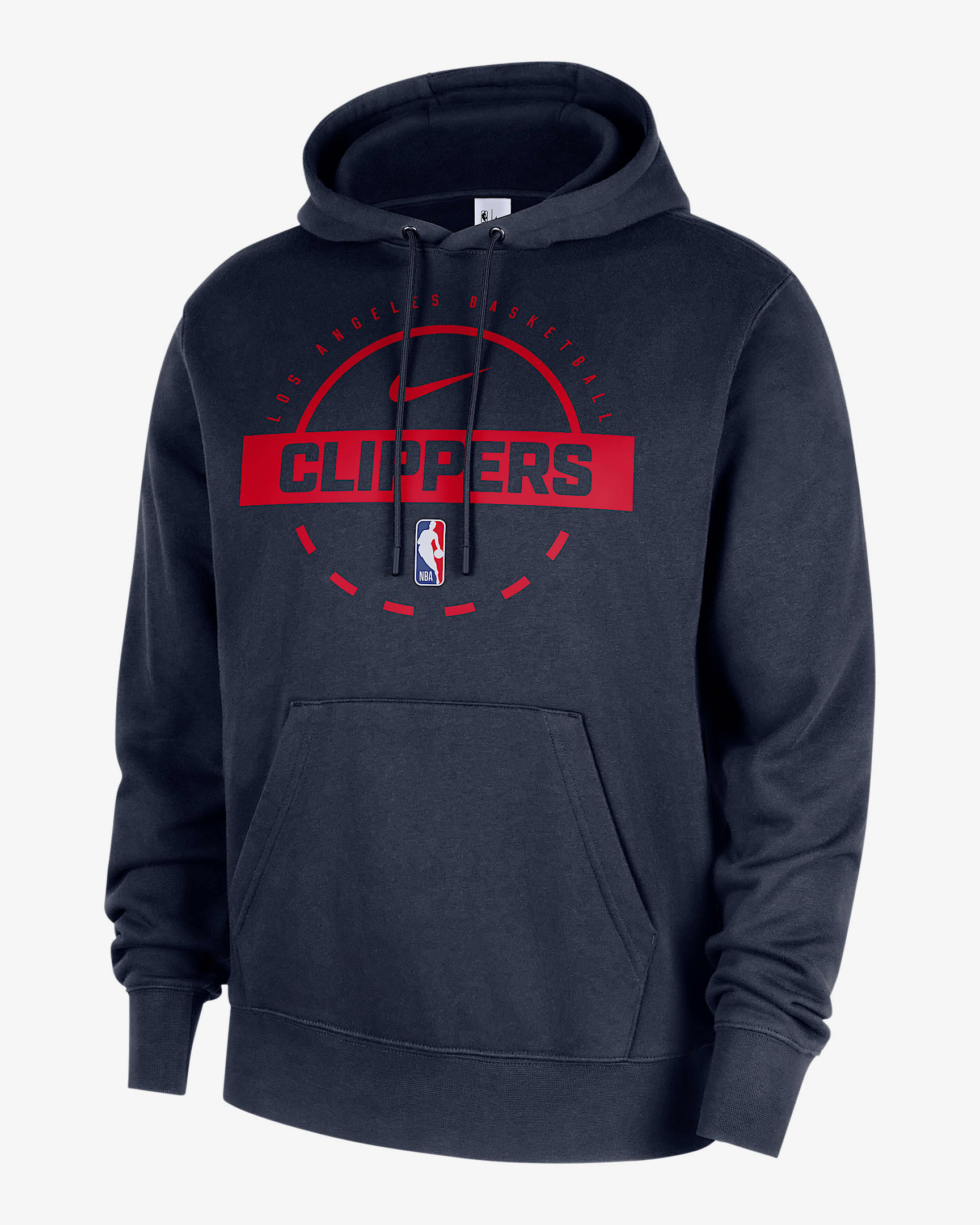 Sudadera de entrenamiento con gorro sin cierre Nike de la NBA para hombre LA Clippers Club - Azul marino universitario/Rojo universitario