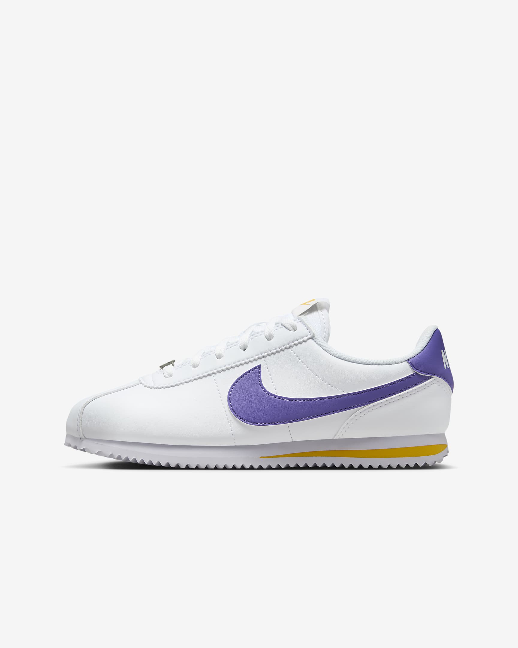 Nike Cortez Older Kids' Shoes - White/Varsity Maize/Varsity Purple