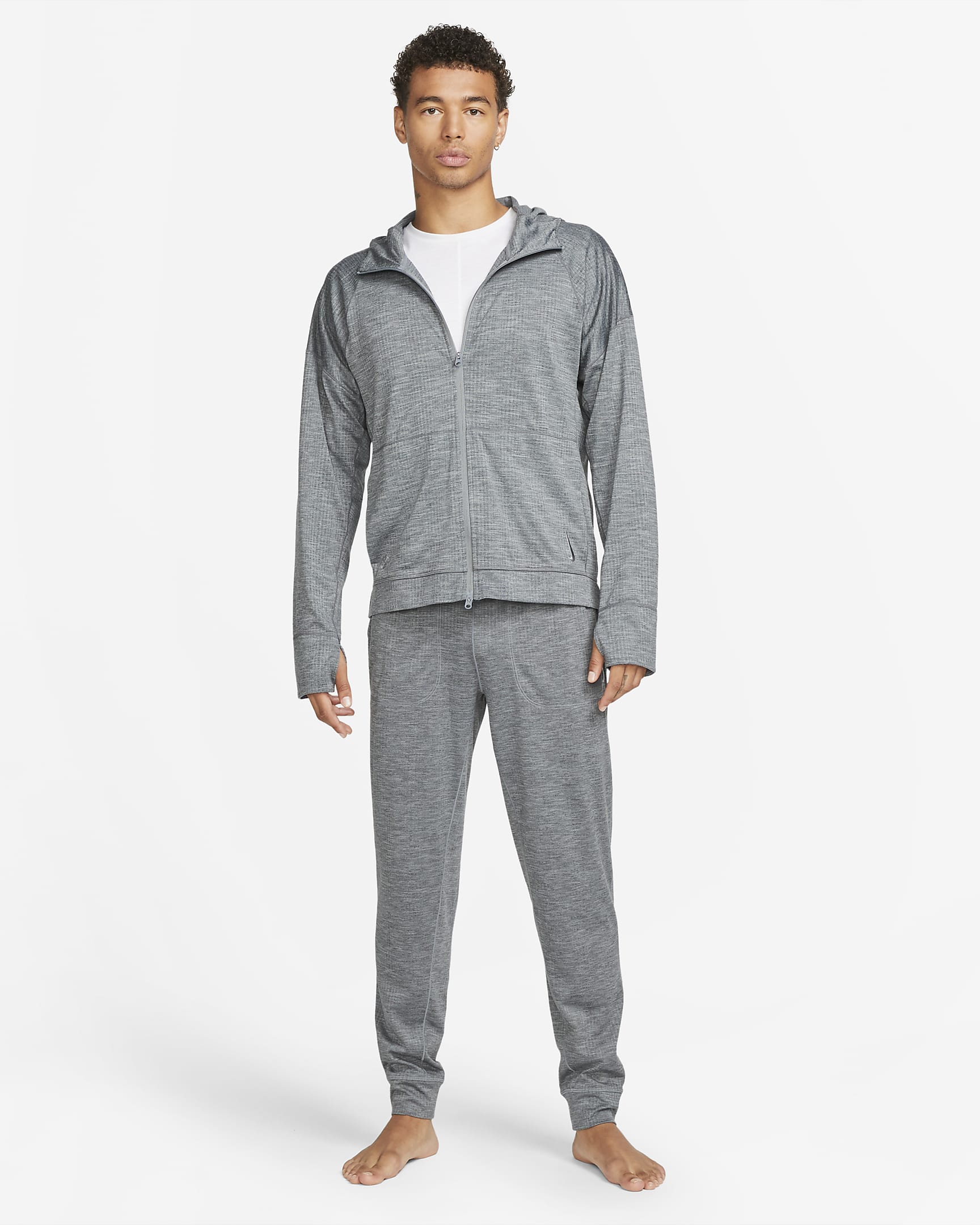 Nike Yoga Dri-FIT Men's Full-Zip Jersey Hoodie - Cool Grey/Heather/Cool Grey