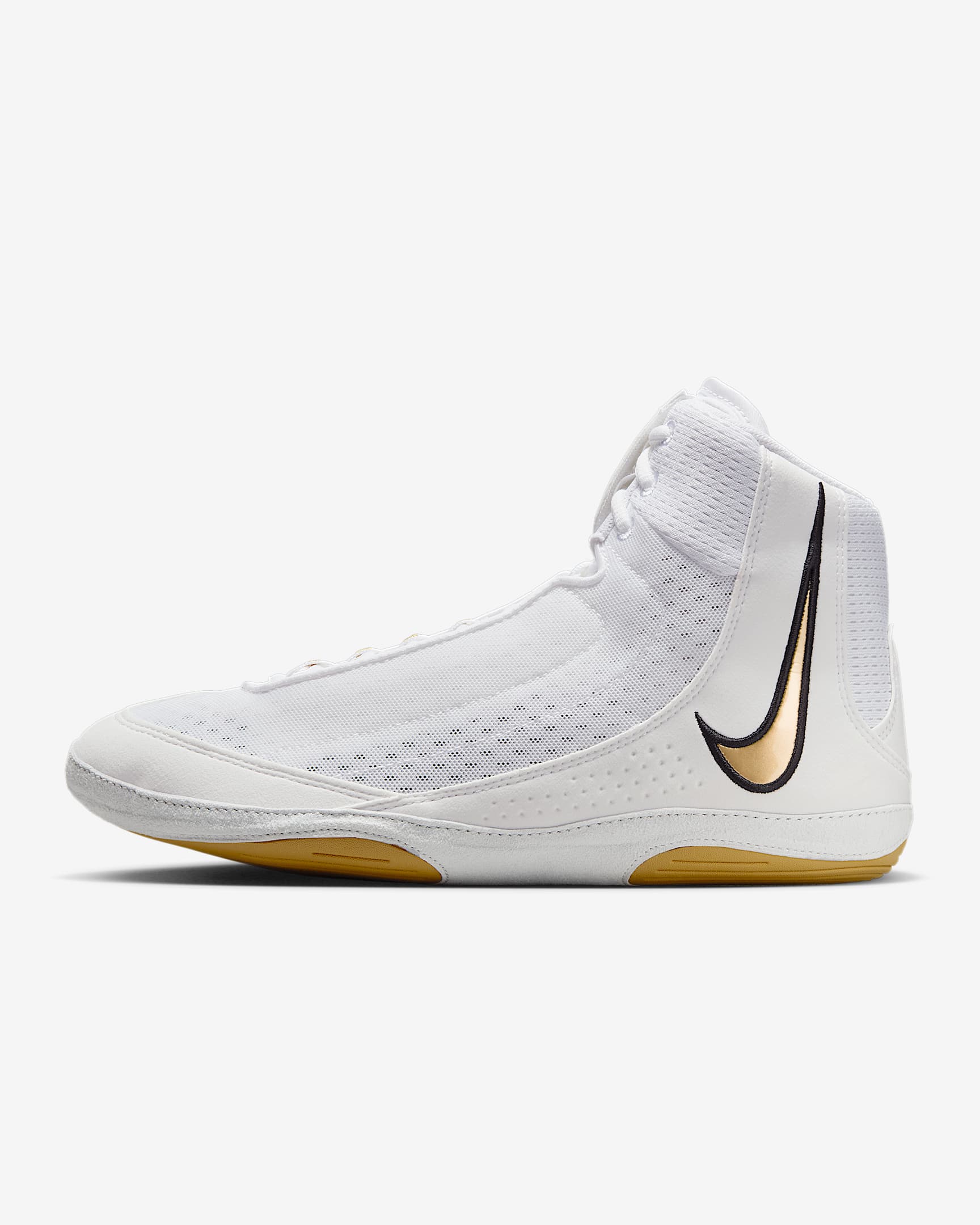 Tenis de lucha libre Nike Inflict 4 - Blanco/Polvo fotón/Negro/Oro metalizado