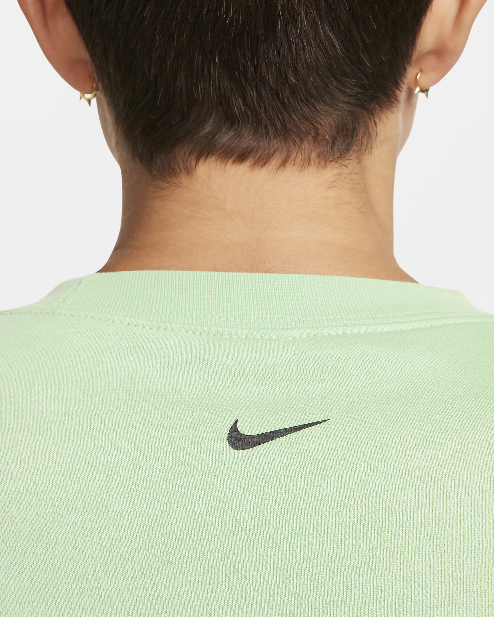 Sweat oversize à col ras-du-cou en tissu Fleece Nike Sportswear pour femme - Vapor Green/Noir