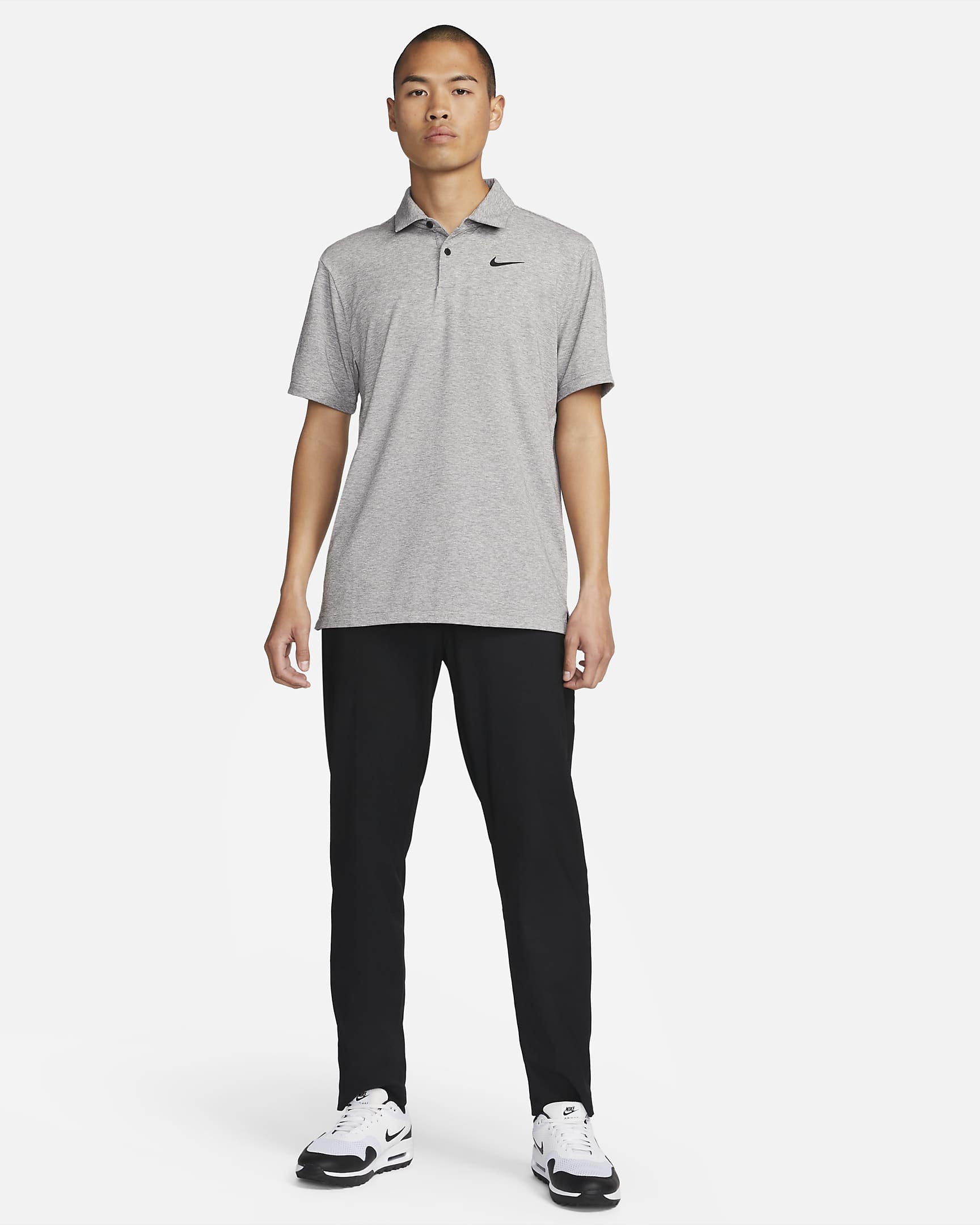 Nike Dri-FIT Tour Men's Golf Polo - Grey Heather/Black