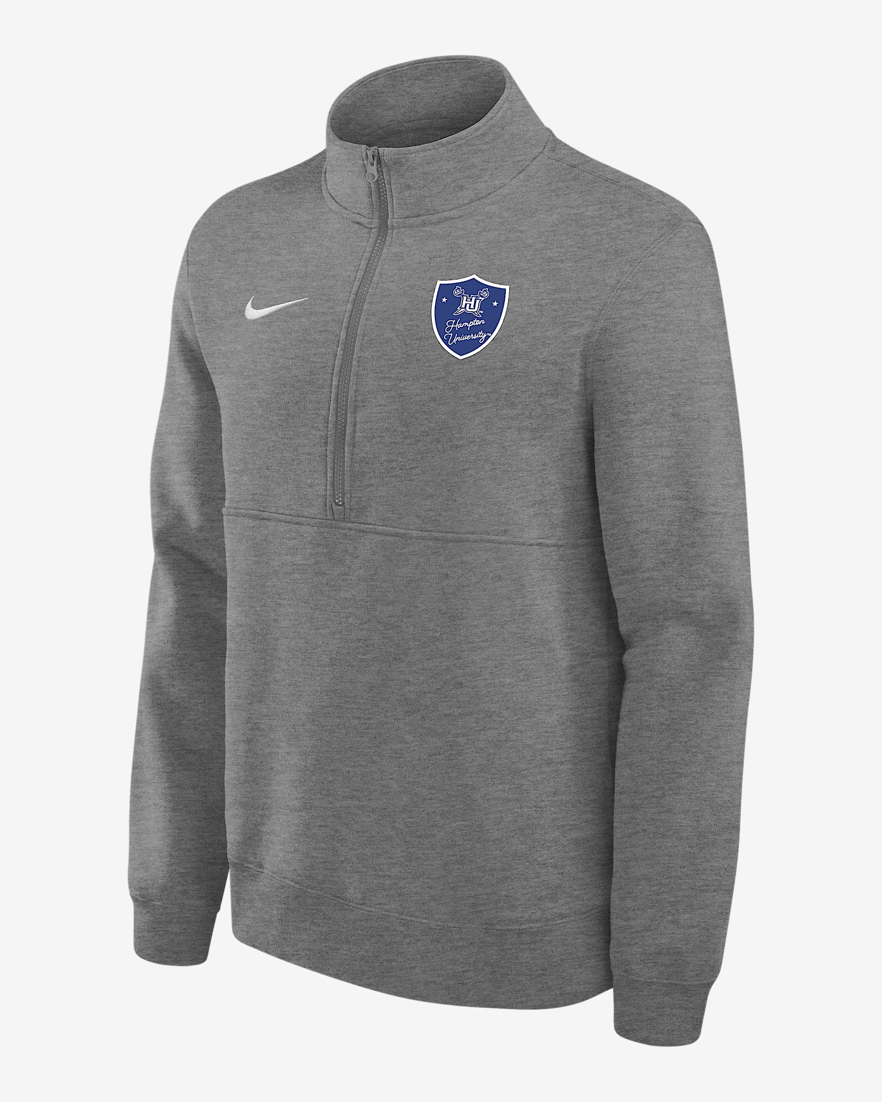 Nike College Club Fleece (Hampton University) Men's 1/4 Zip Top - Dark Grey Heather